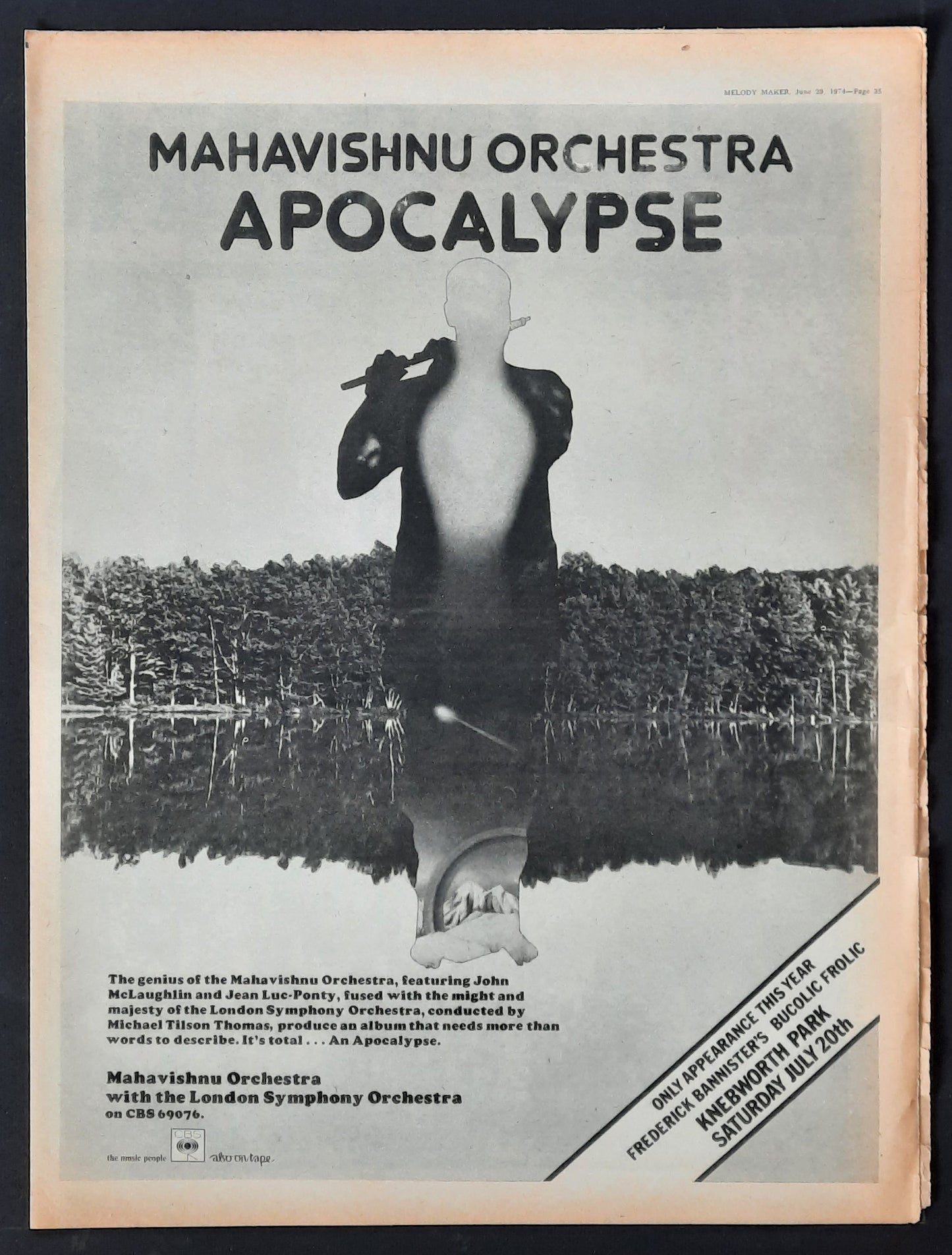 MAHAVISHNU ORCHESTRA 1974 Poster/Press Ad Album "Apocalypse" 2