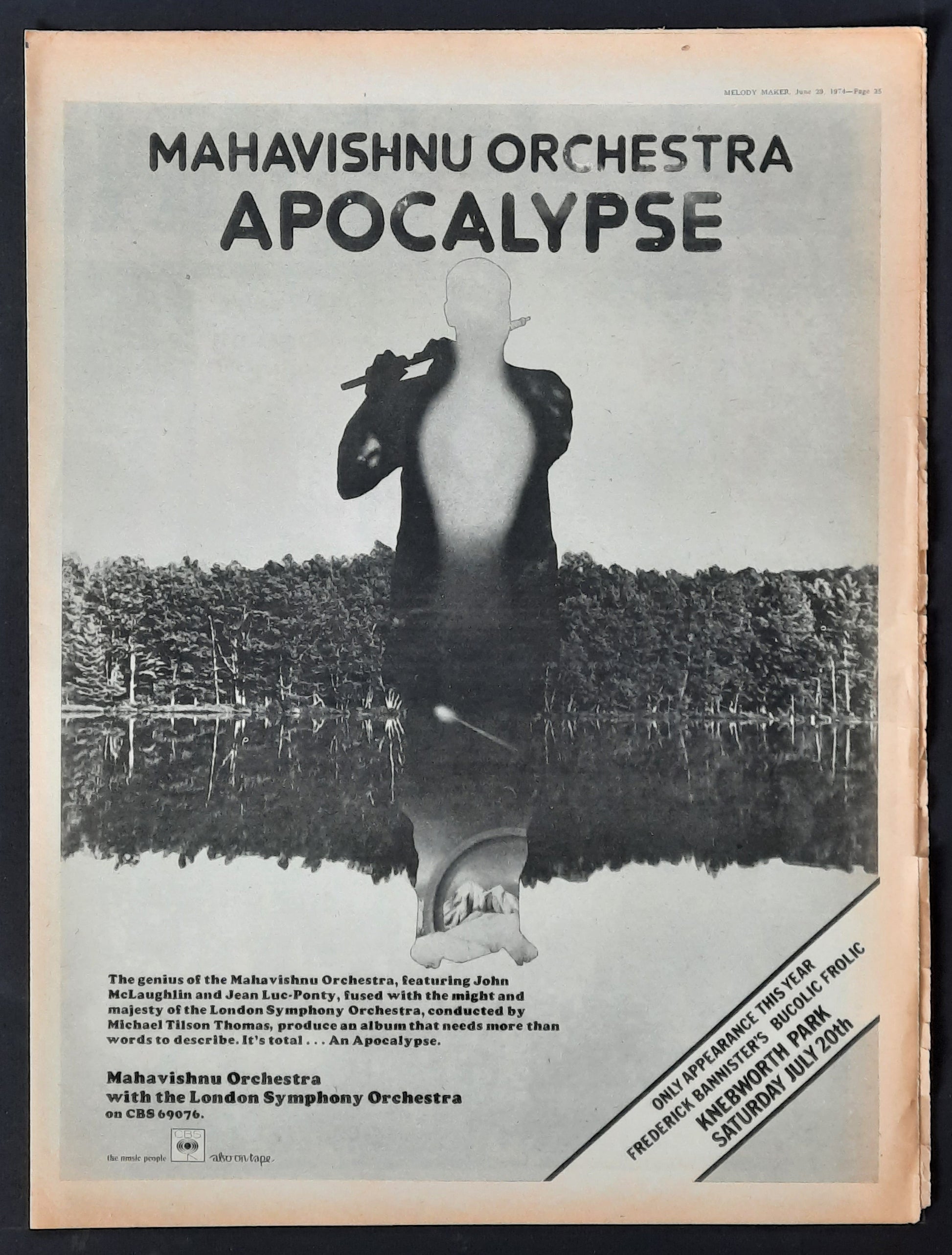 MAHAVISHNU ORCHESTRA 1974 Poster/Press Ad Album "Apocalypse" 2