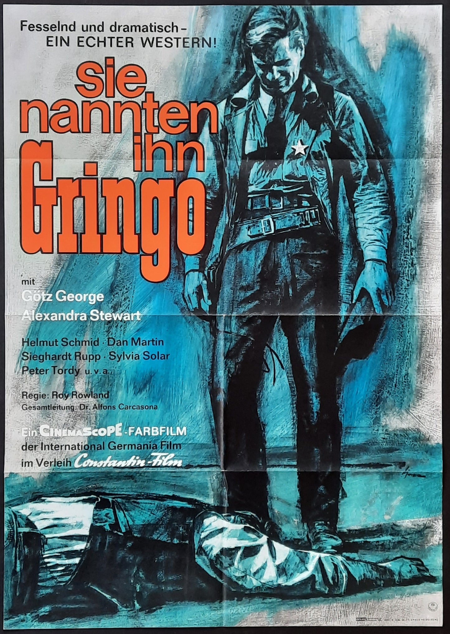 MAN CALLED GRINGO Original Movie Poster 1965 Götz George German 1-Sheet Poster