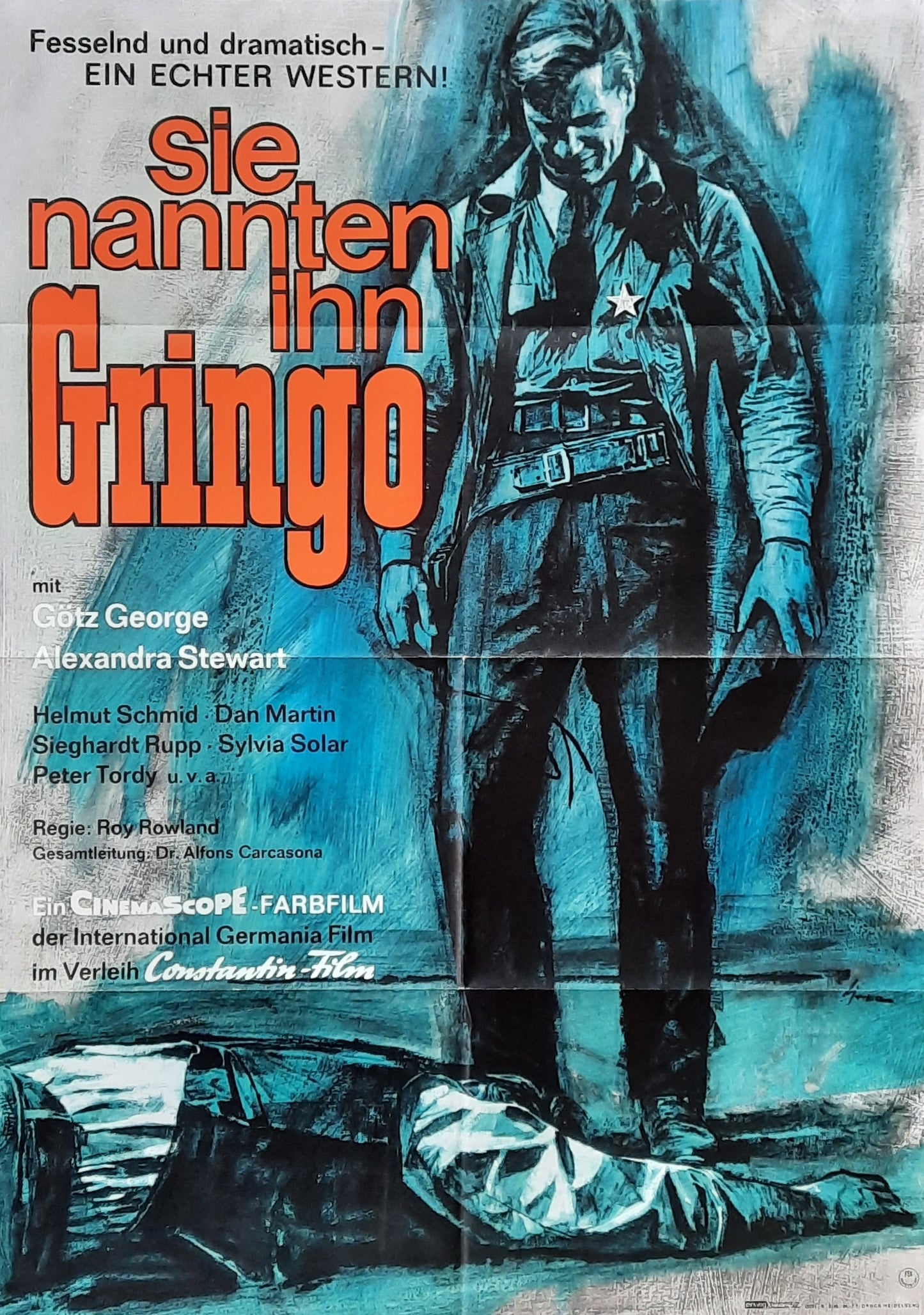 MAN CALLED GRINGO Original Movie Poster 1965 Götz George German 1-Sheet Poster