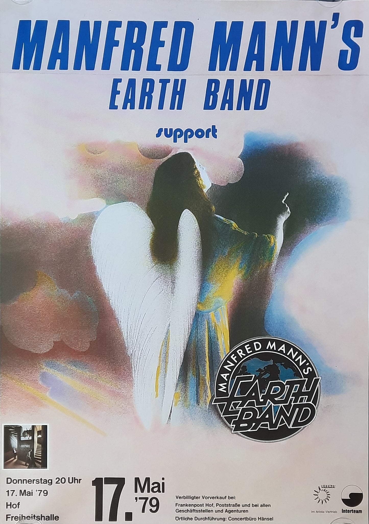 MANFRED MANN'S EARTHBAND Original Concert Poster May 17, 1979 Hof Germany
