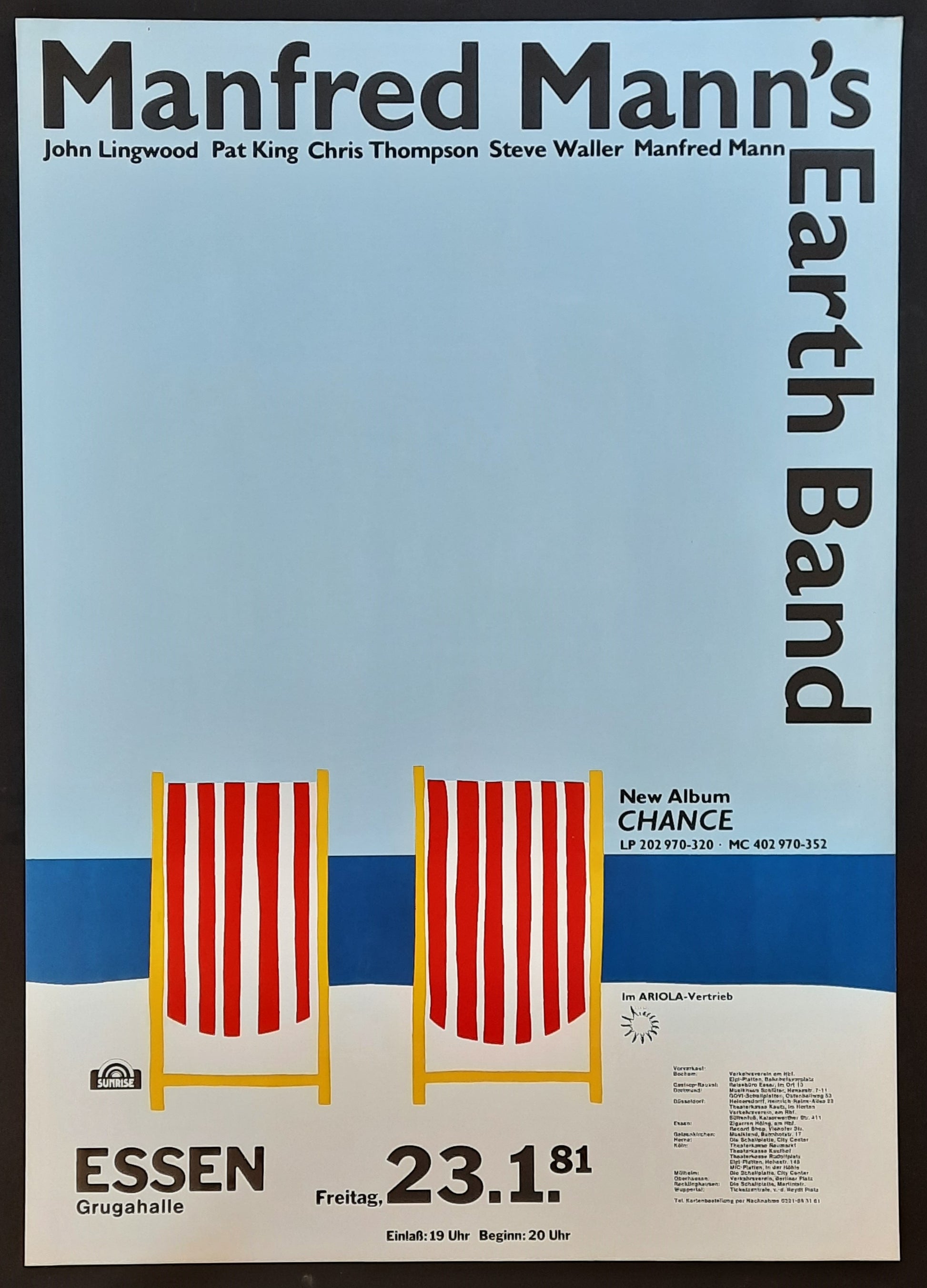 MANFRED MANN Original Concert Poster January 23, 1981 Essen Germany