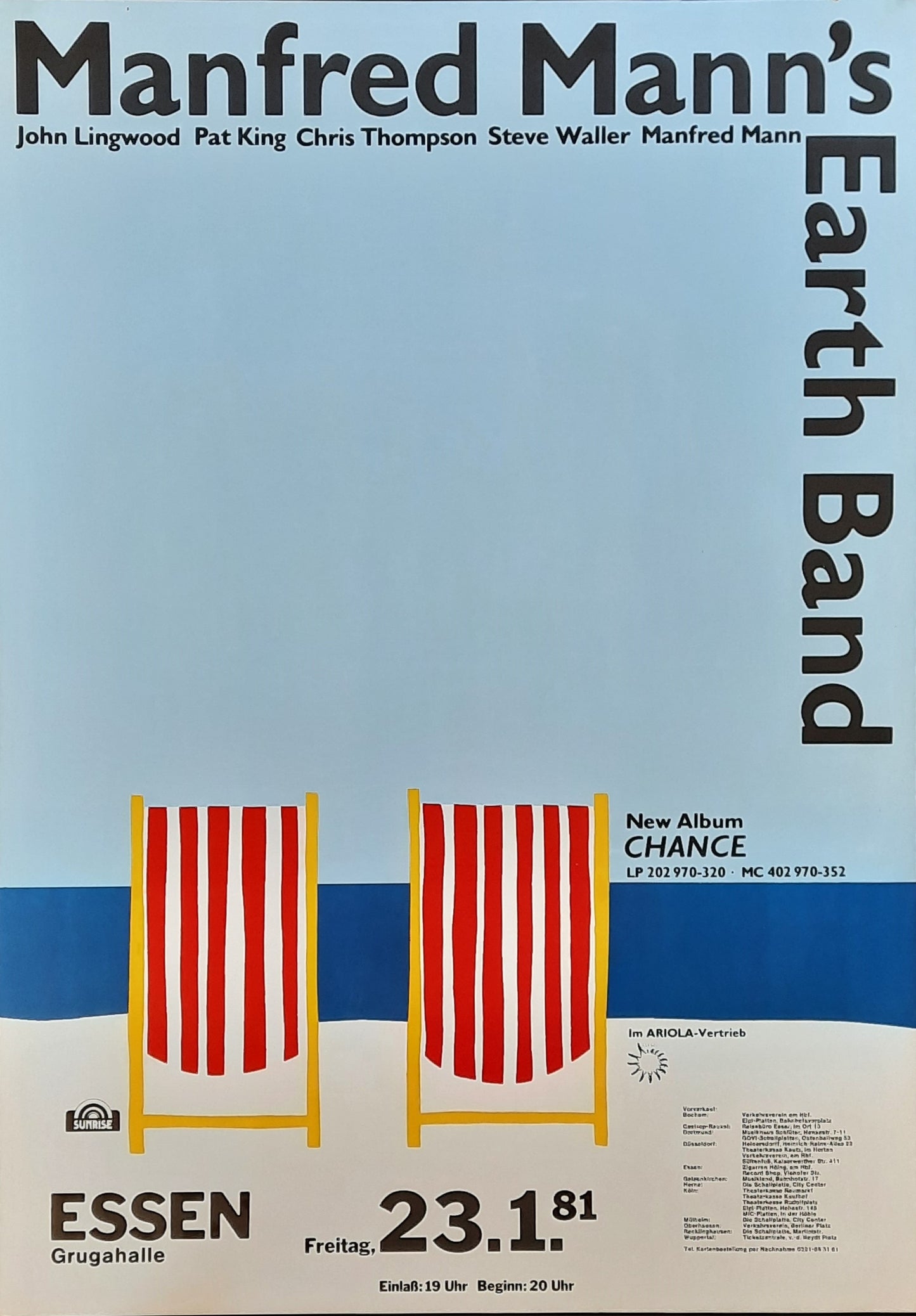 MANFRED MANN Original Concert Poster January 23, 1981 Essen Germany 1