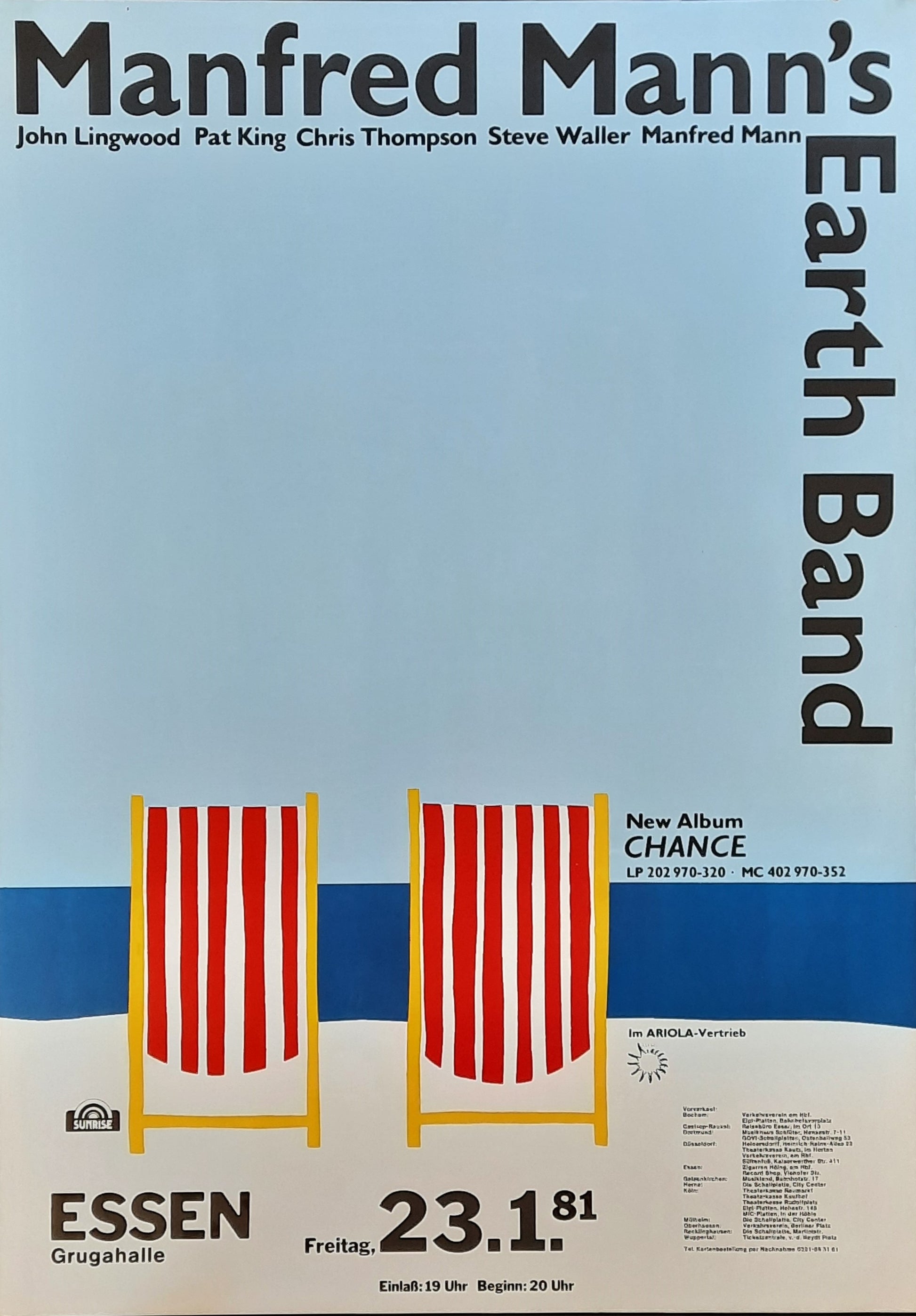 MANFRED MANN Original Concert Poster January 23, 1981 Essen Germany 1