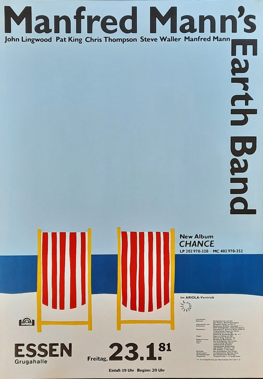 MANFRED MANN Original Concert Poster January 23, 1981 Essen Germany 1