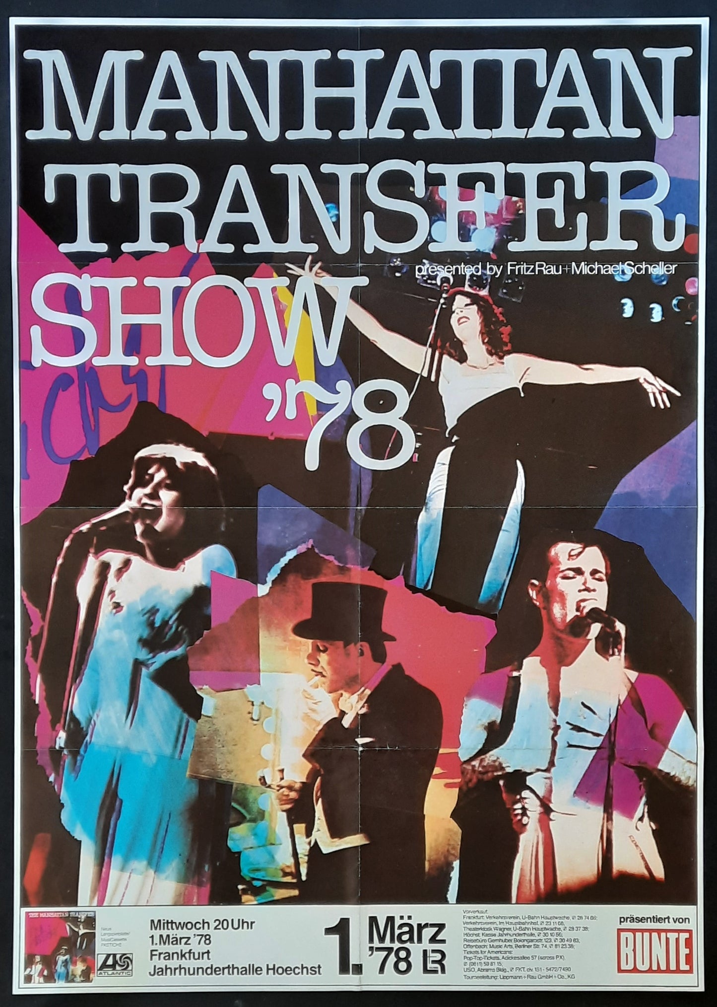 MANHATTAN TRANSFER Original Concert Poster March 1, 1978 Frankfurt Germany