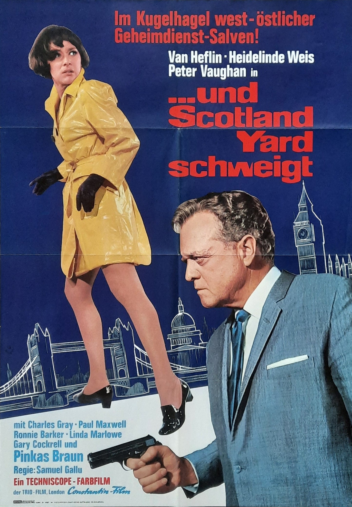 MAN OUTSIDE Original Movie Poster 1967 Samuel Gallu German 1-Sheet Poster