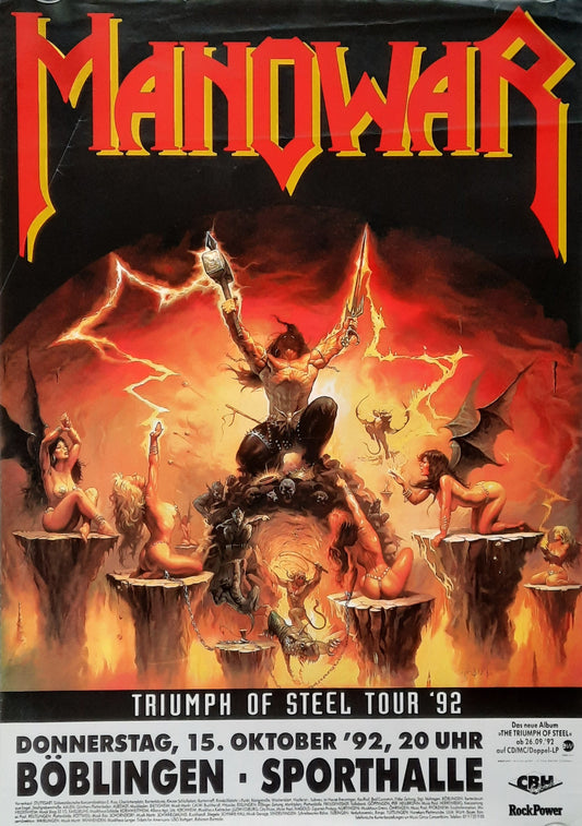MANOWAR Original Concert Poster October 15, 1992 Böblingen Germany