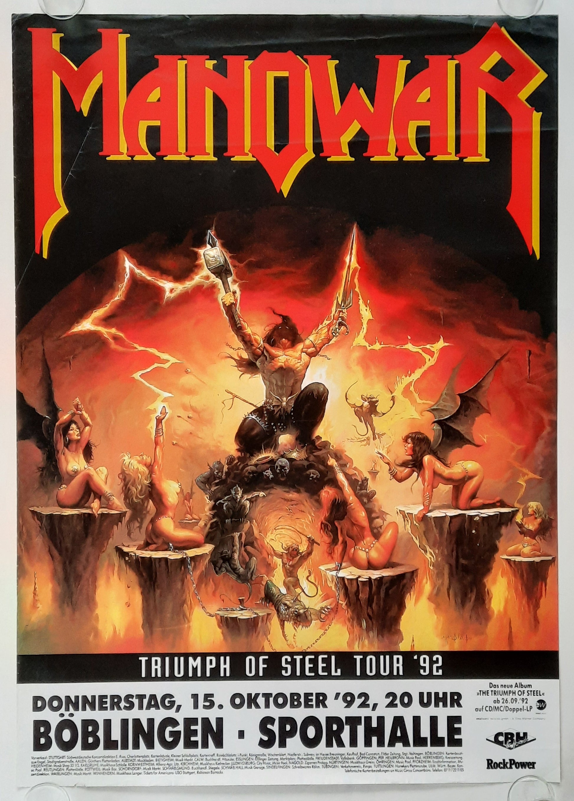 MANOWAR Original Concert Poster October 15, 1992 Böblingen Germany 1