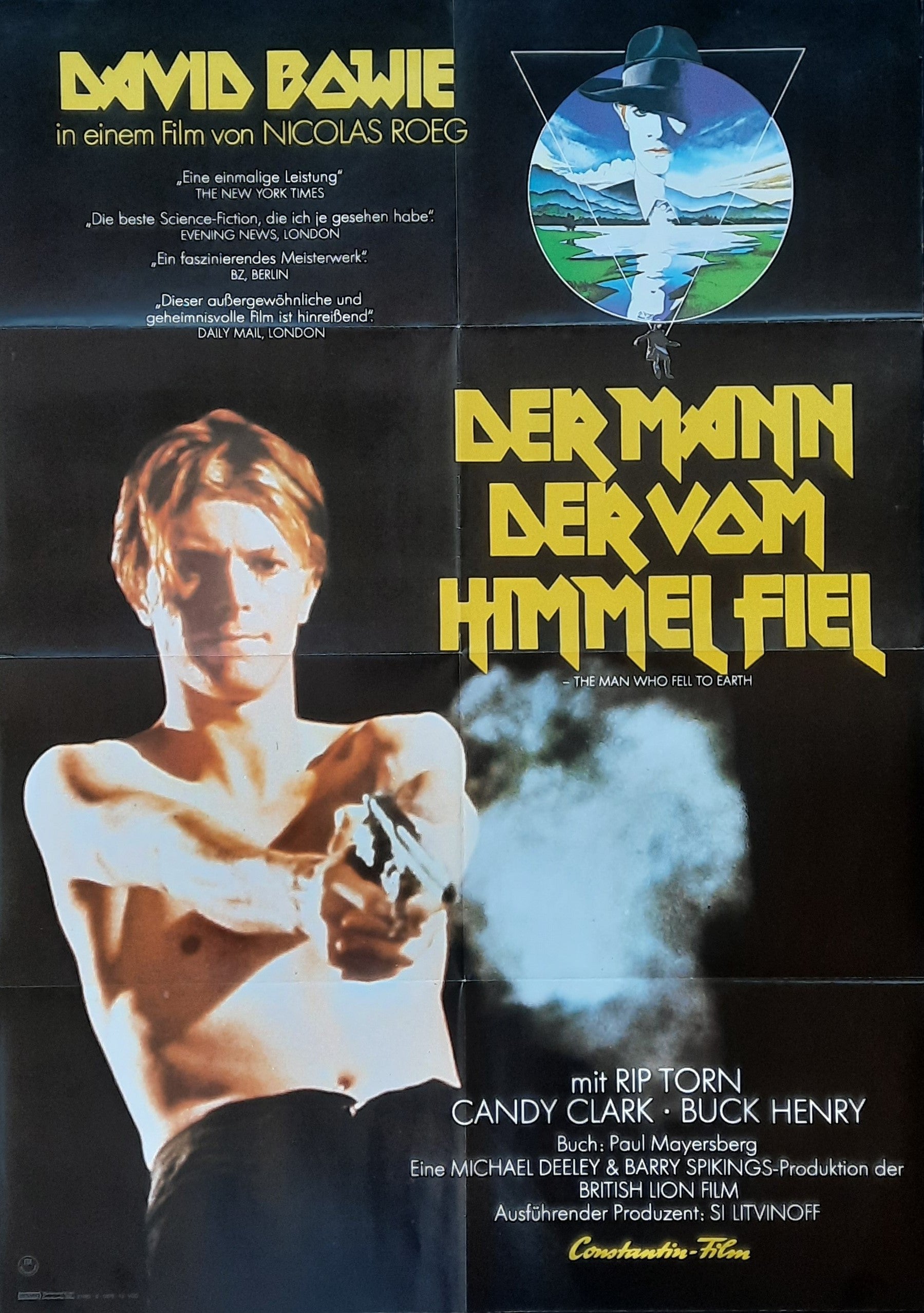 MAN WHO FELL TO EARTH 1976 David Bowie German 1 Sheet Movie Poster
