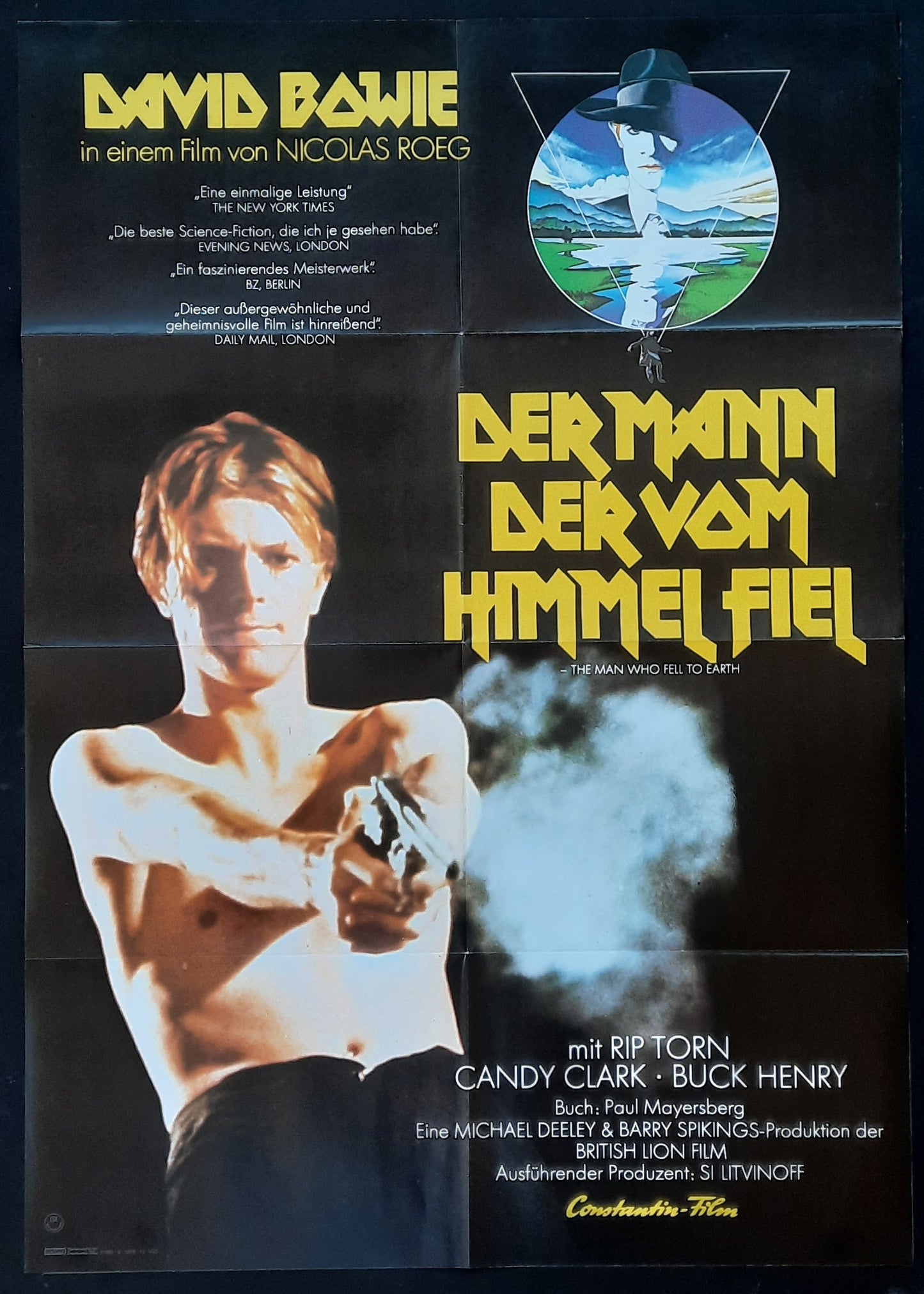MAN WHO FELL TO EARTH 1976 David Bowie German 1 Sheet Movie Poster 2
