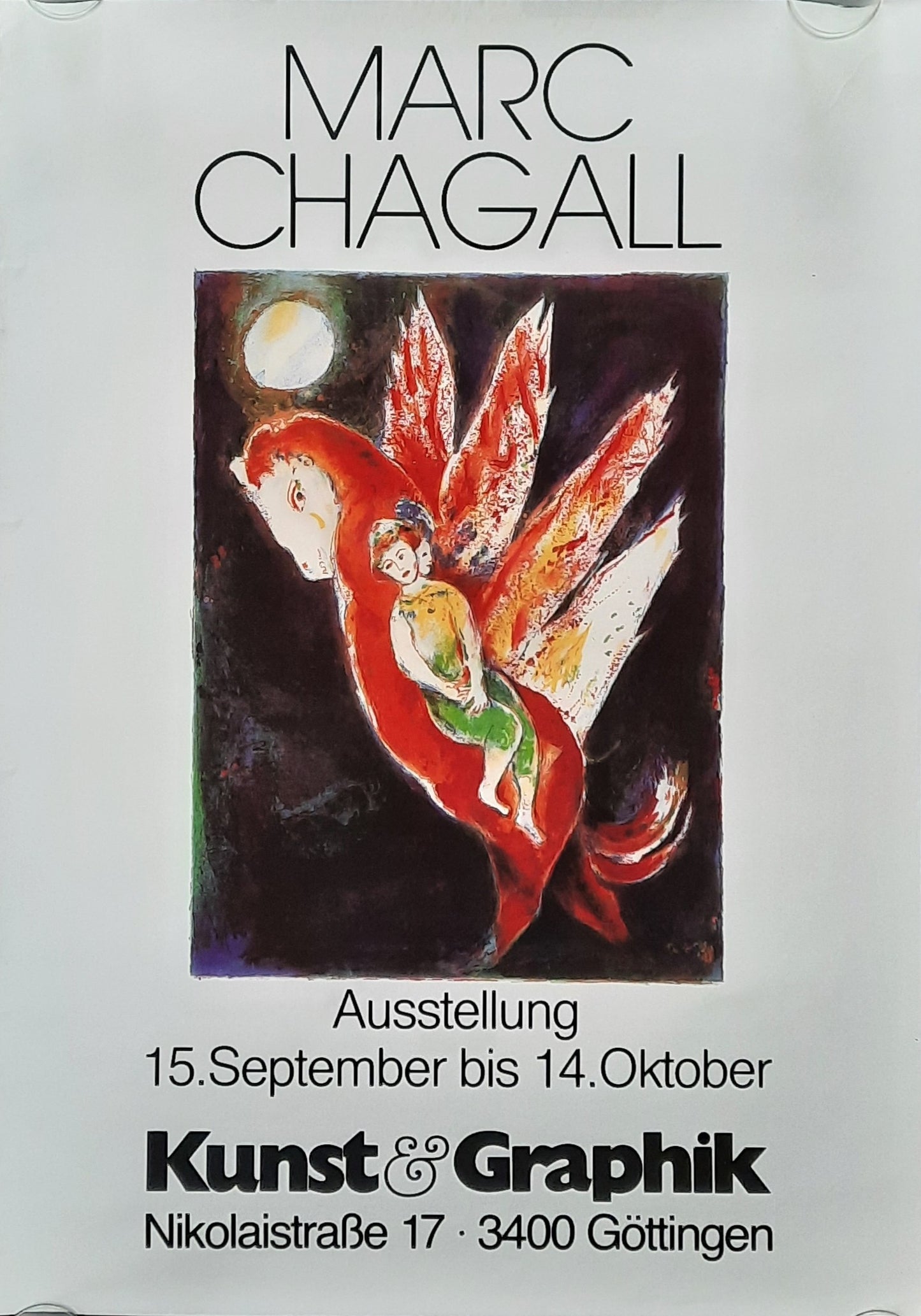 MARC CHAGALL Original Exhibition Poster 1980s Göttingen Germany 50x70 1