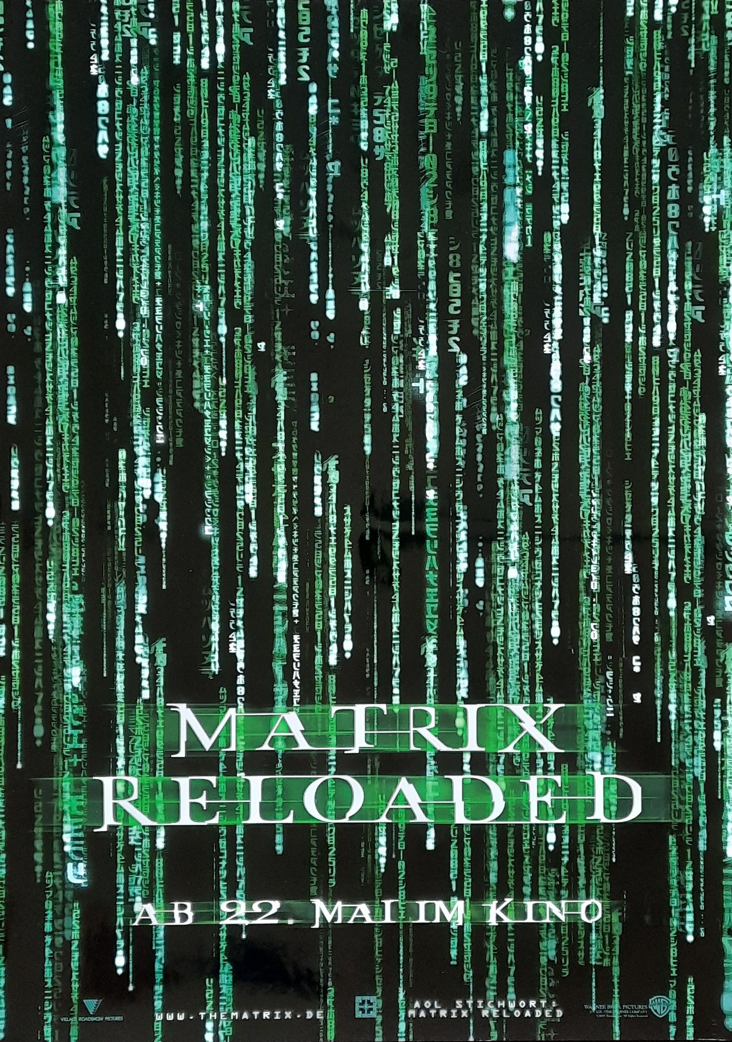 MATRIX RELOADED 2003 Teaser Keanu Reeves German 1-Sheet Movie Poster ROLLED