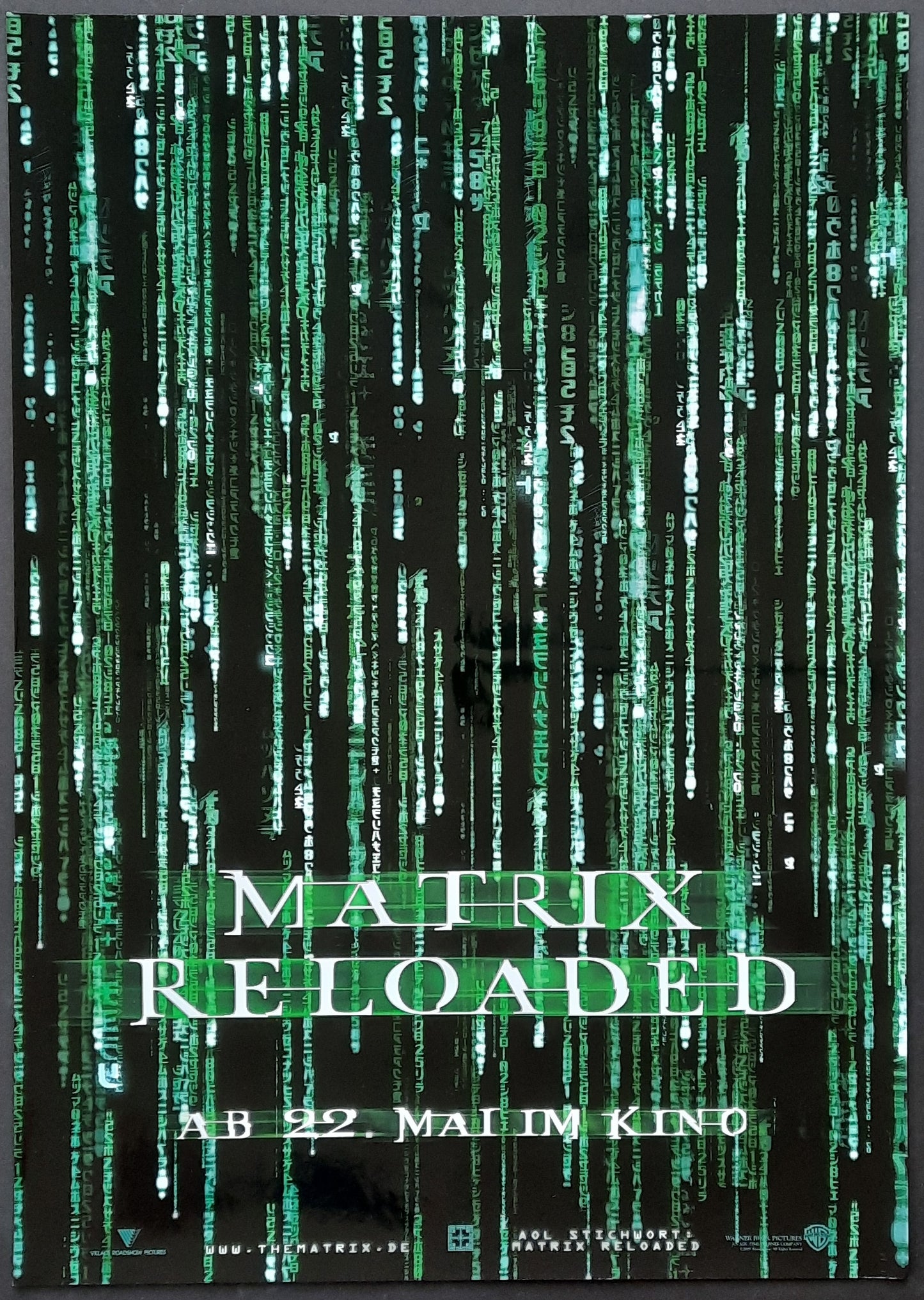 MATRIX RELOADED 2003 Teaser Keanu Reeves German 1-Sheet Movie Poster ROLLED 2