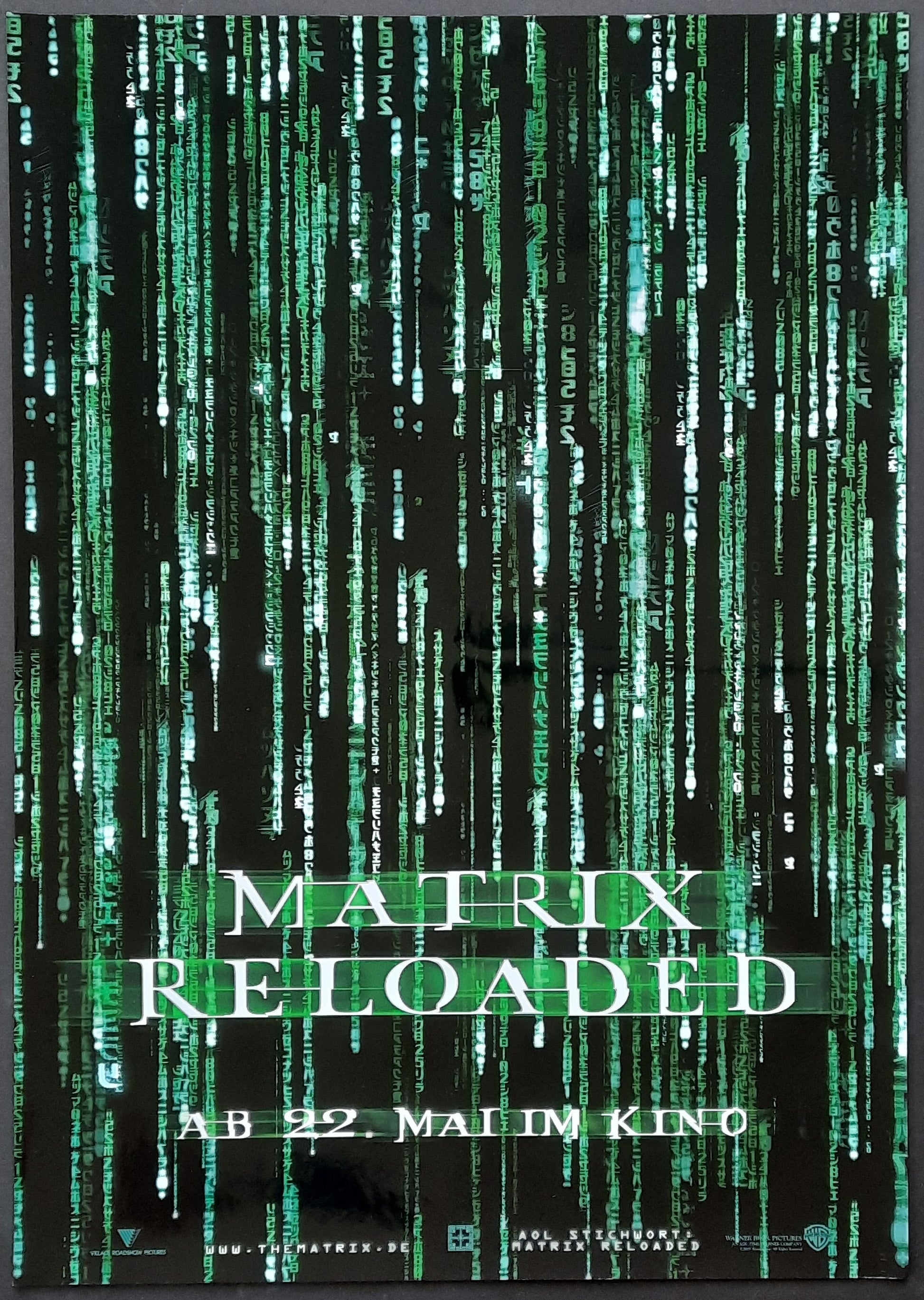 MATRIX RELOADED 2003 Teaser Keanu Reeves German 1-Sheet Movie Poster ROLLED 2