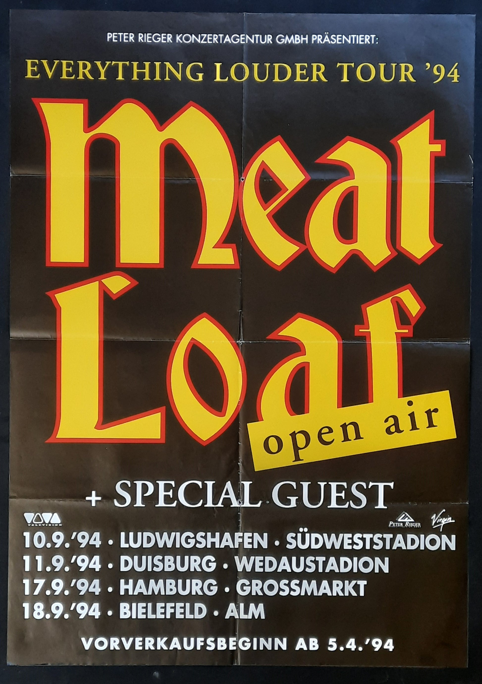 MEAT LOAF Original Concert Poster 1994 Germany