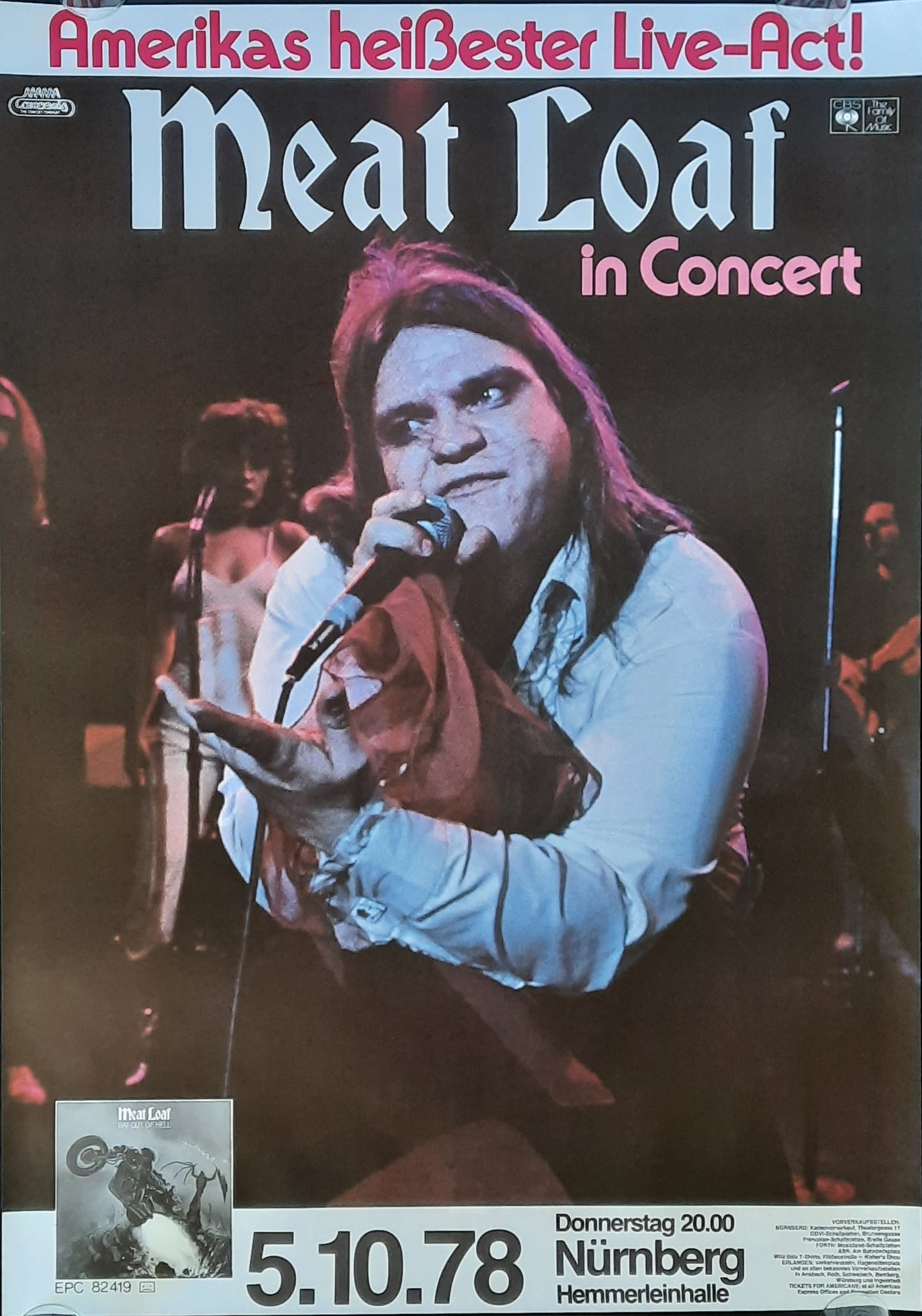 MEAT LOAF Original Concert Poster October 5, 1978 Nürnberg Germany