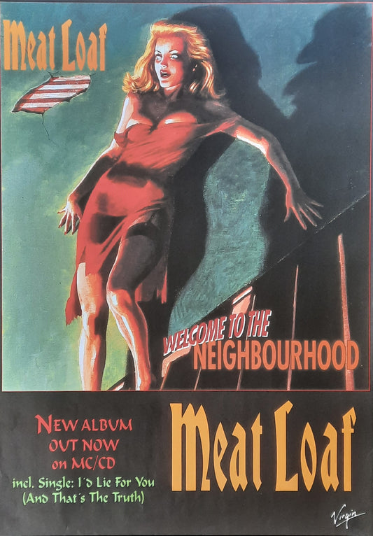 MEAT LOAF Original Promotion Poster - 1995 Album WELCOME TO THE NEIGHBOURHOOD 1