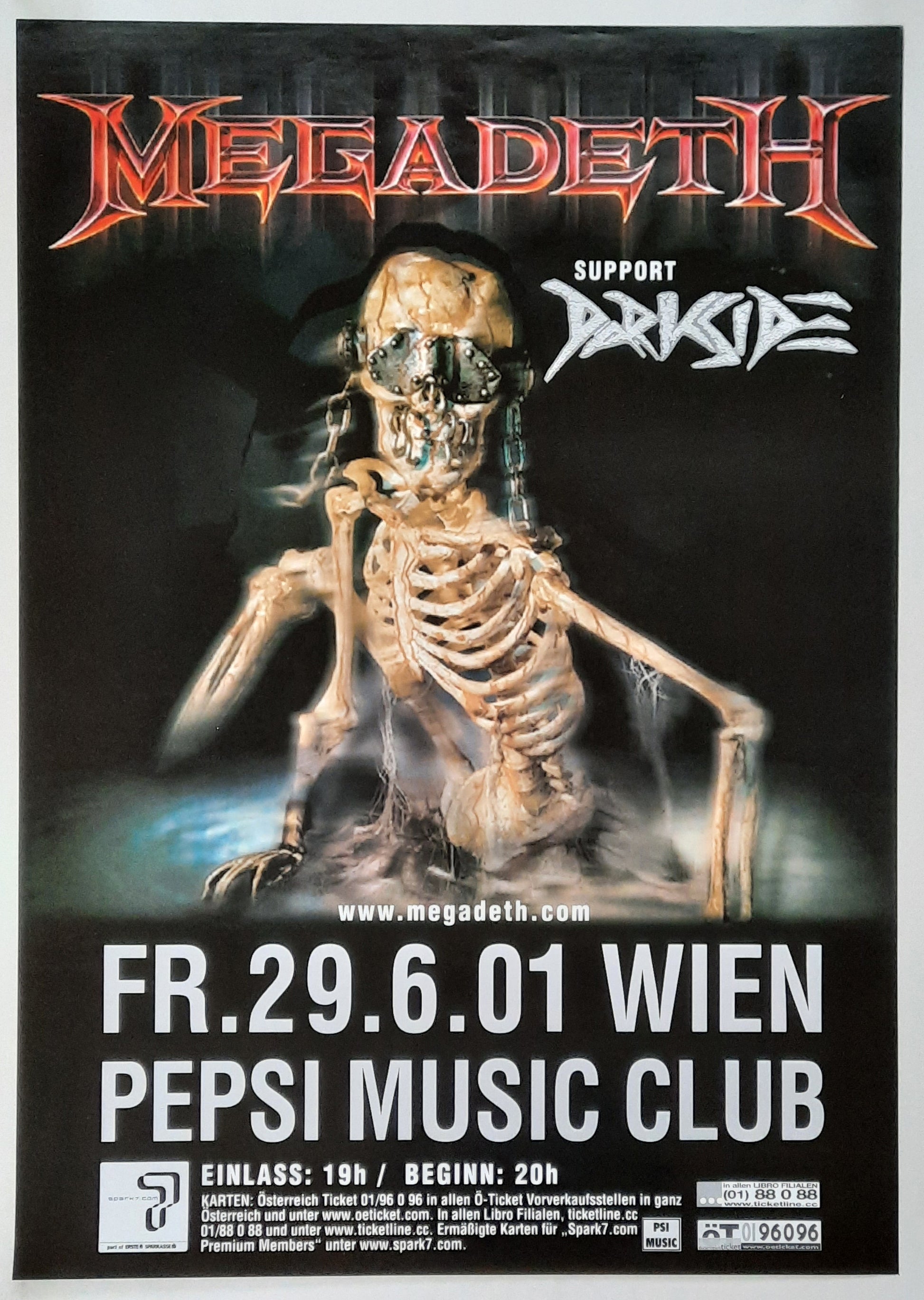 MEGADETH 2001 Concert Poster Jun 29th Vienna Austria 1st print 2
