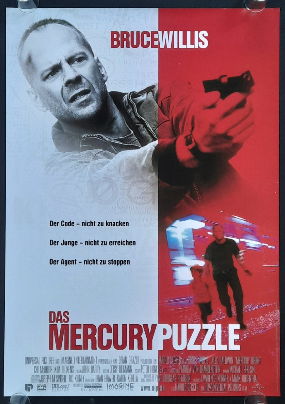 MERCURY RISING Original Movie Poster 1998 Bruce Willis German 1-Sheet ROLLED