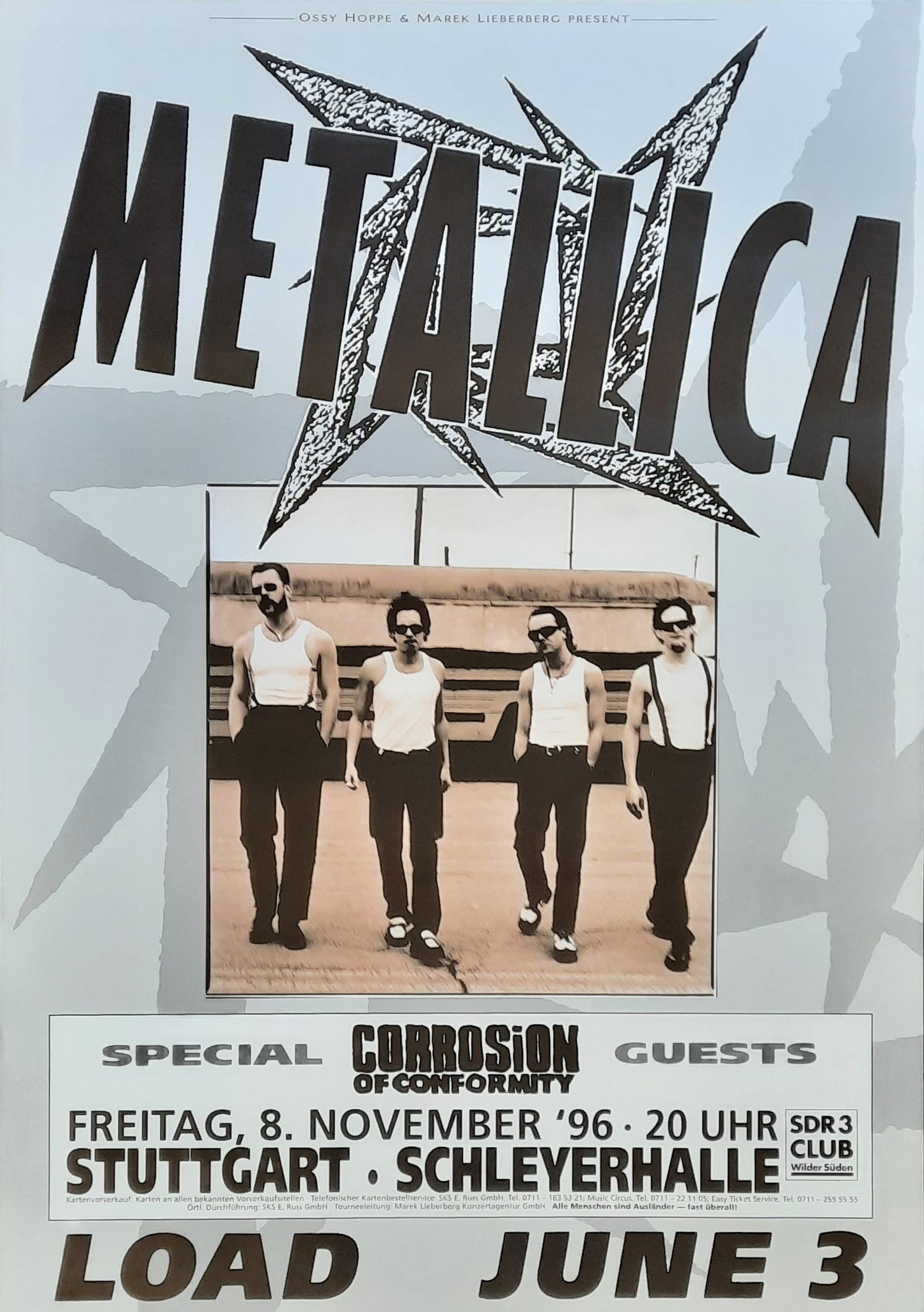 METALLICA Original Concert Poster November 8, 1996 Stuttgart Germany