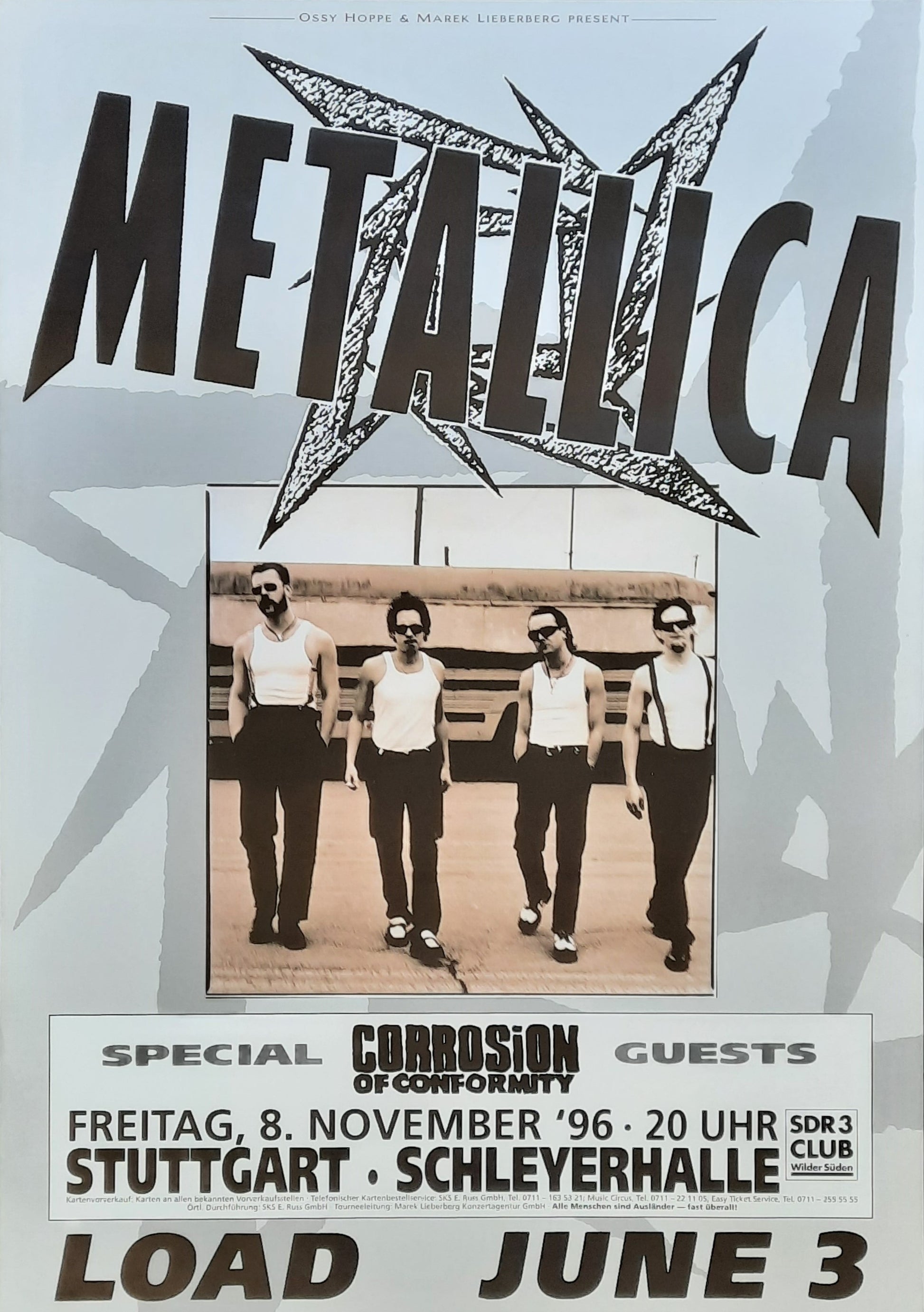 METALLICA Original Concert Poster November 8, 1996 Stuttgart Germany