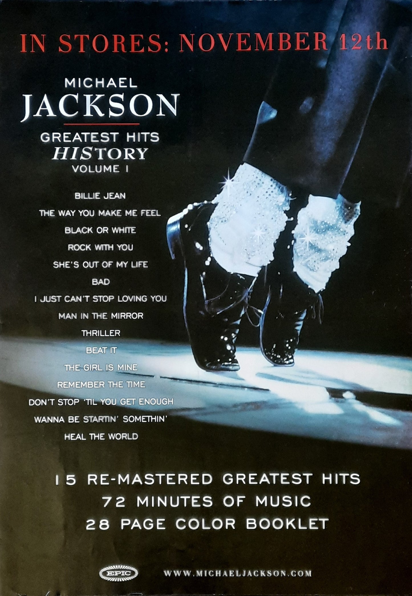 MICHAEL JACKSON Original Promotion Poster - 1995 Album HISTORY VOL 1