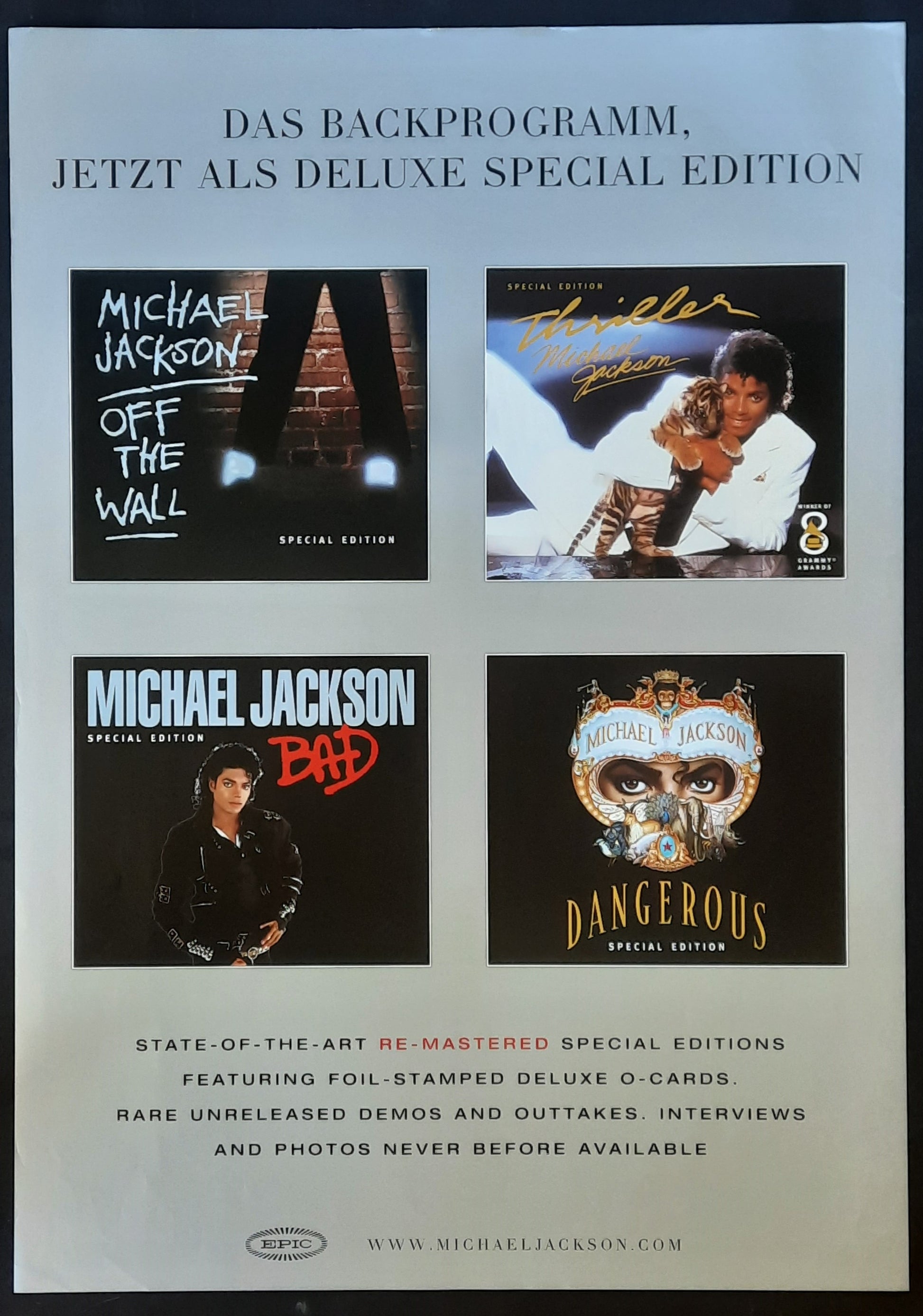 MICHAEL JACKSON 1995 Original Promotion Poster - Back Catalogue