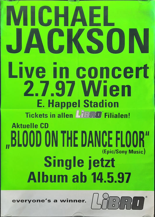 MICHAEL JACKSON 1997 Concert Poster Jul 2nd VIENNA AUSTRIA 1st print