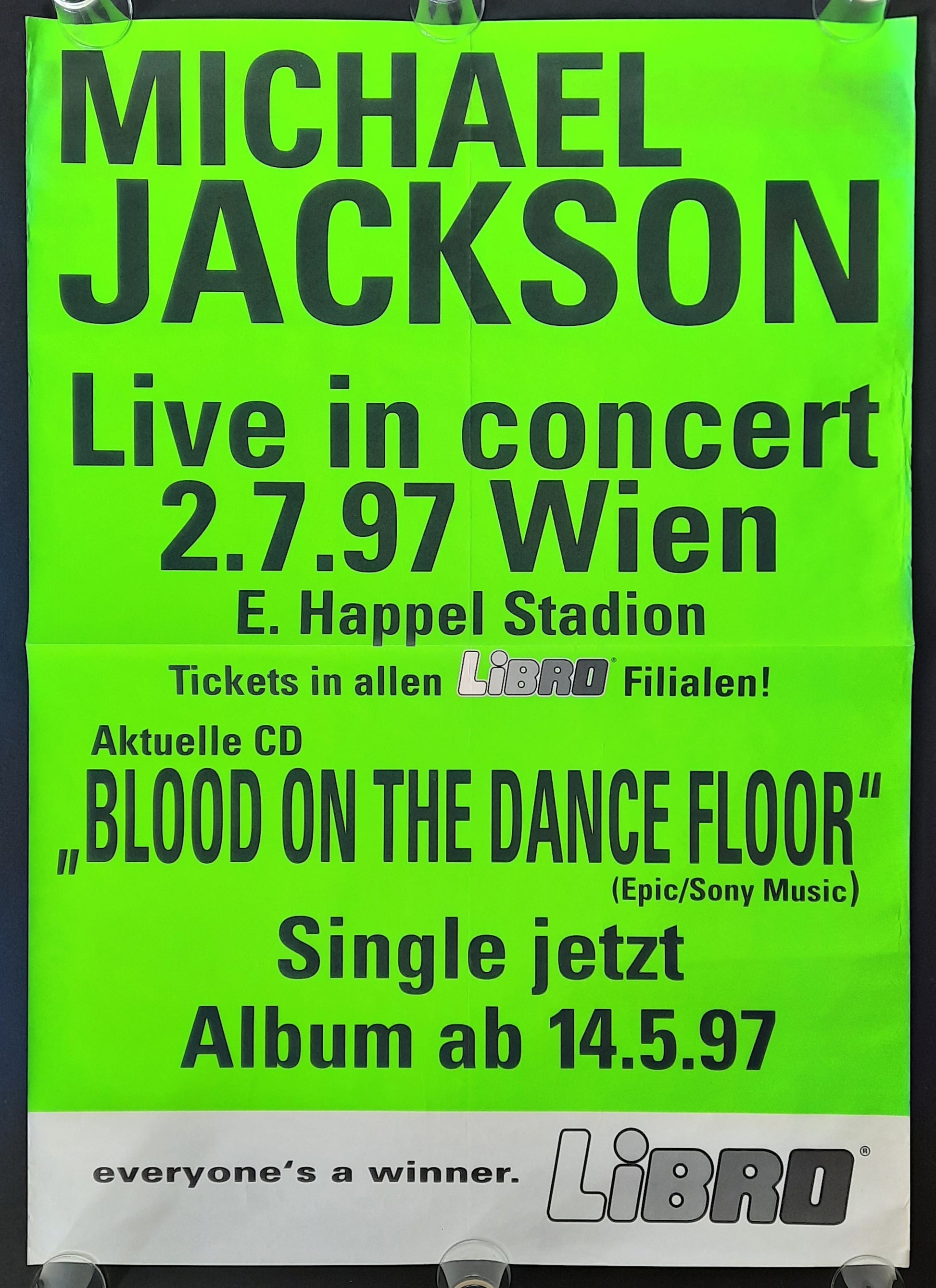 MICHAEL JACKSON 1997 Concert Poster Jul 2nd VIENNA AUSTRIA 1st print 2