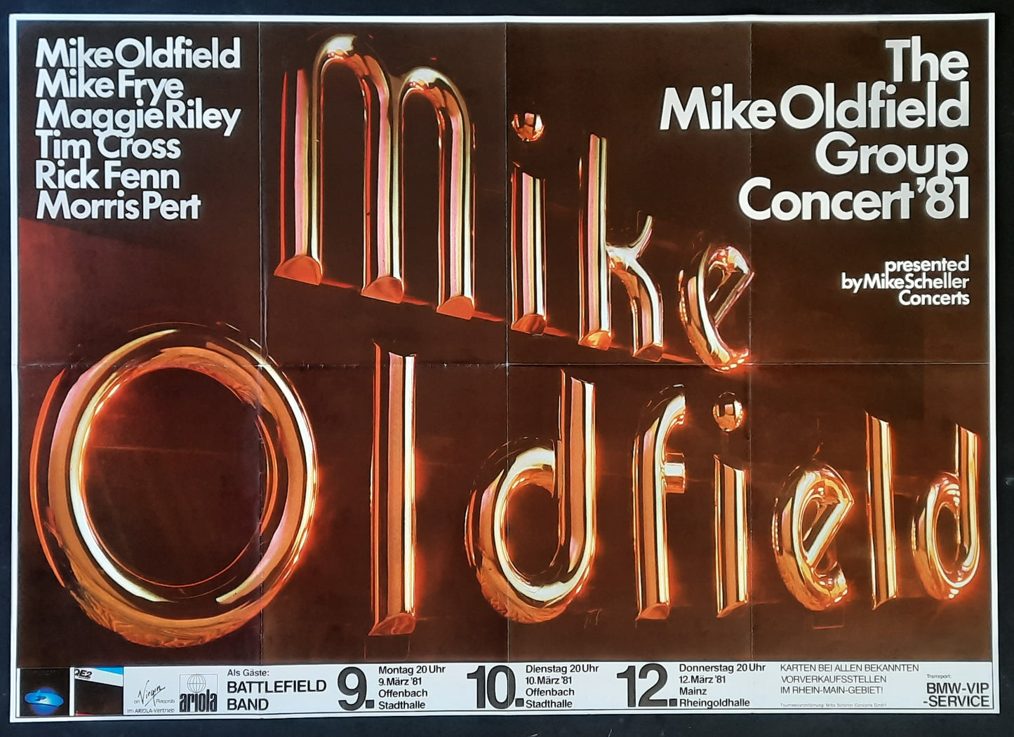 MIKE OLDFIELD Original Concert Poster Offenbach Mainz 1981 Germany