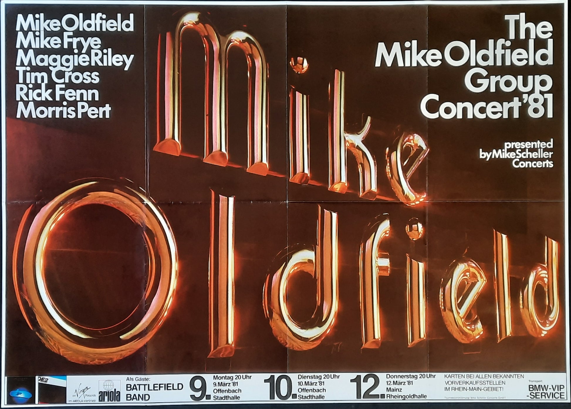 MIKE OLDFIELD Original Concert Poster Offenbach Mainz 1981 Germany 1