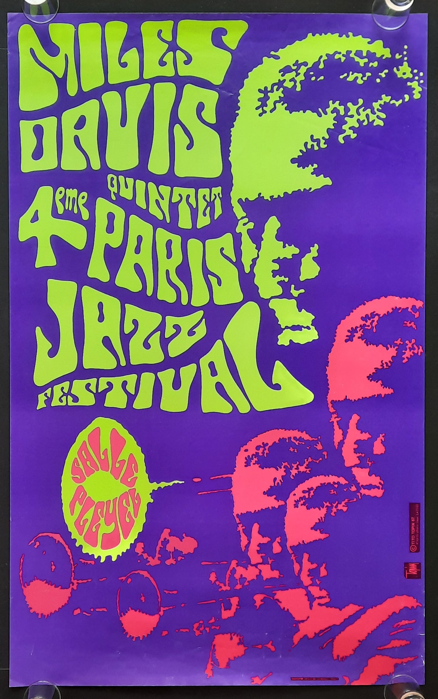 MILES DAVIS Original Concert Poster 1967 Paris Jazz Festival France by Tito Topin