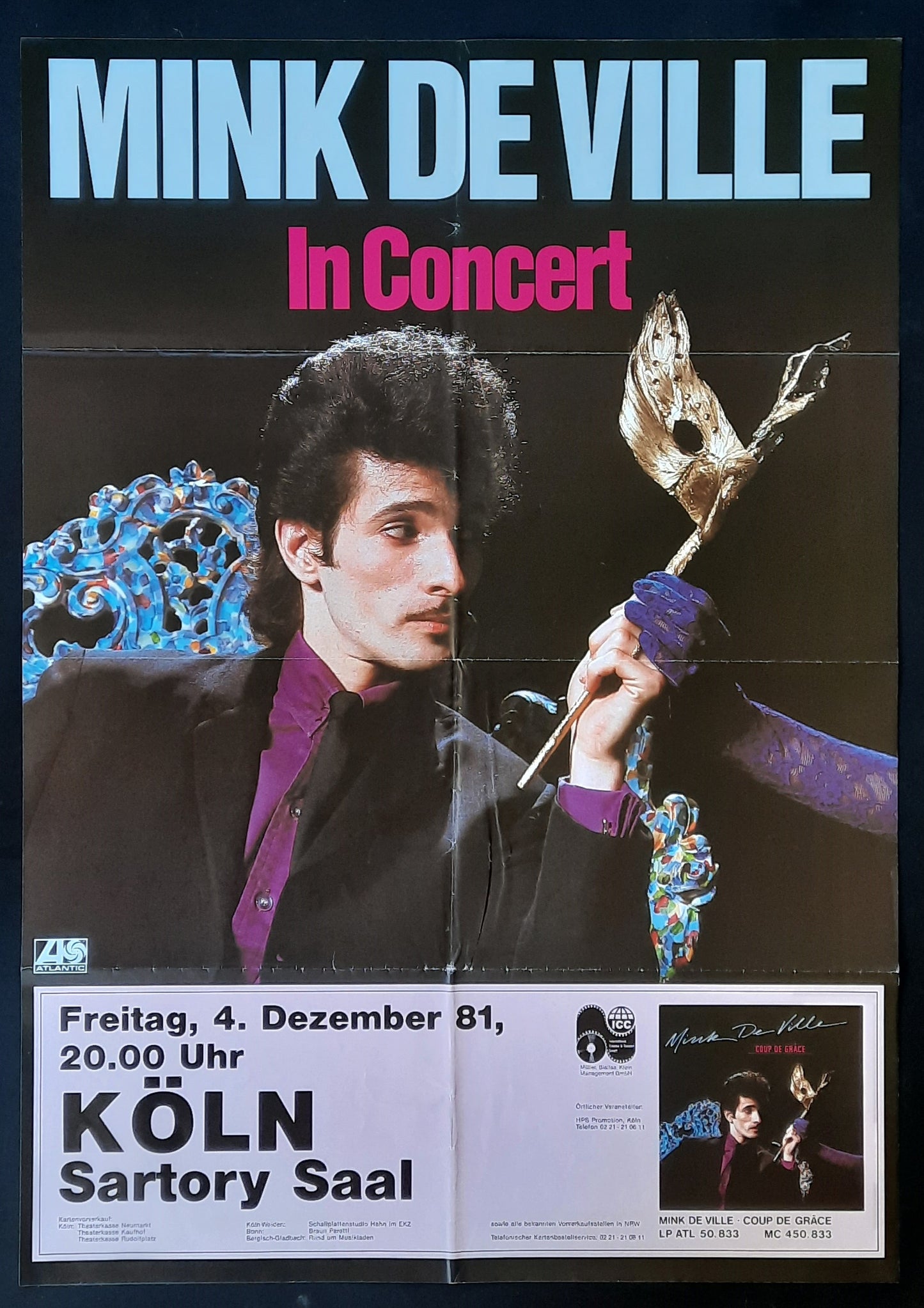 MINK DE VILLE Original Concert Poster December 4, 1981 Cologne Germany