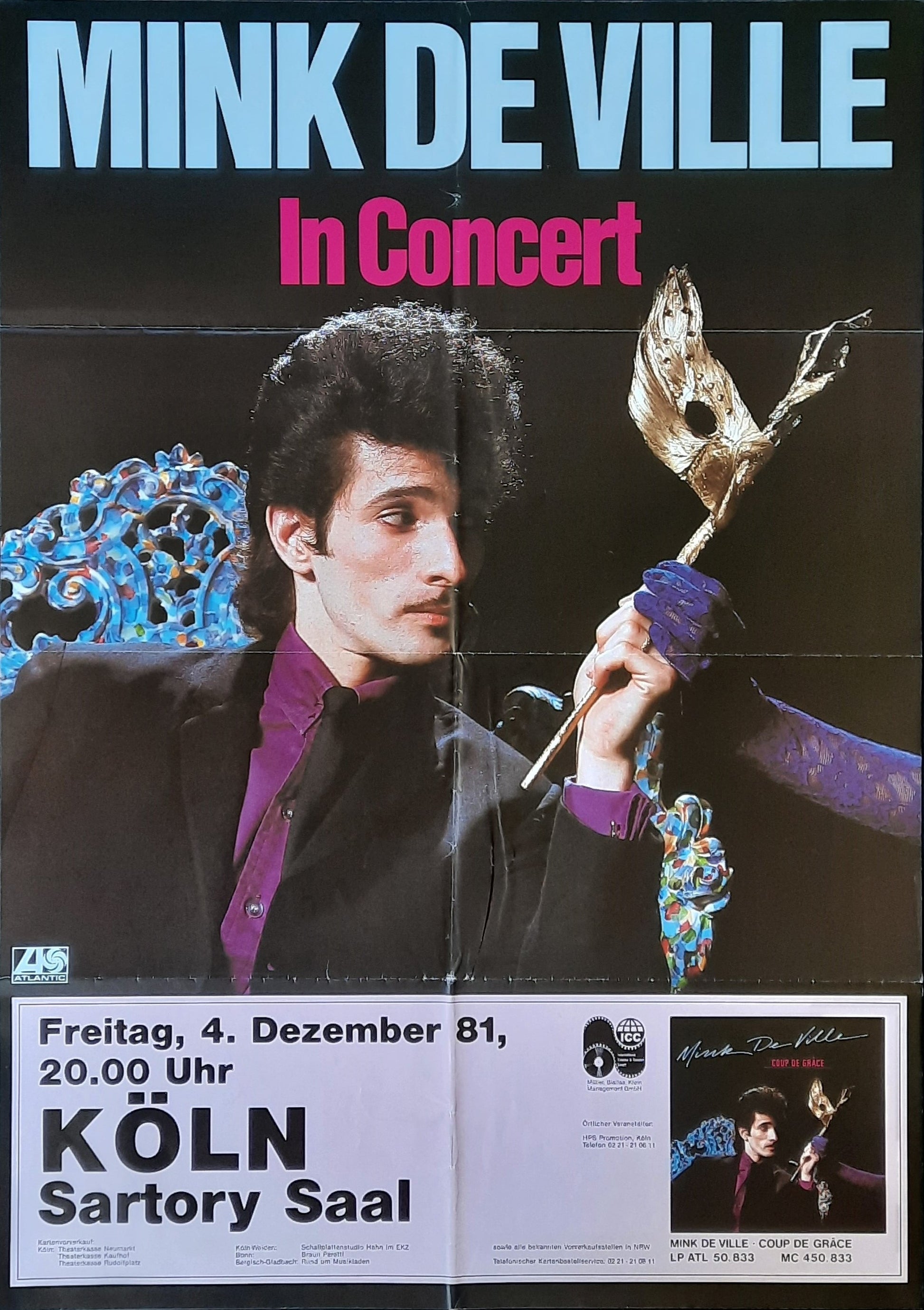 MINK DE VILLE Original Concert Poster December 4, 1981 Cologne Germany