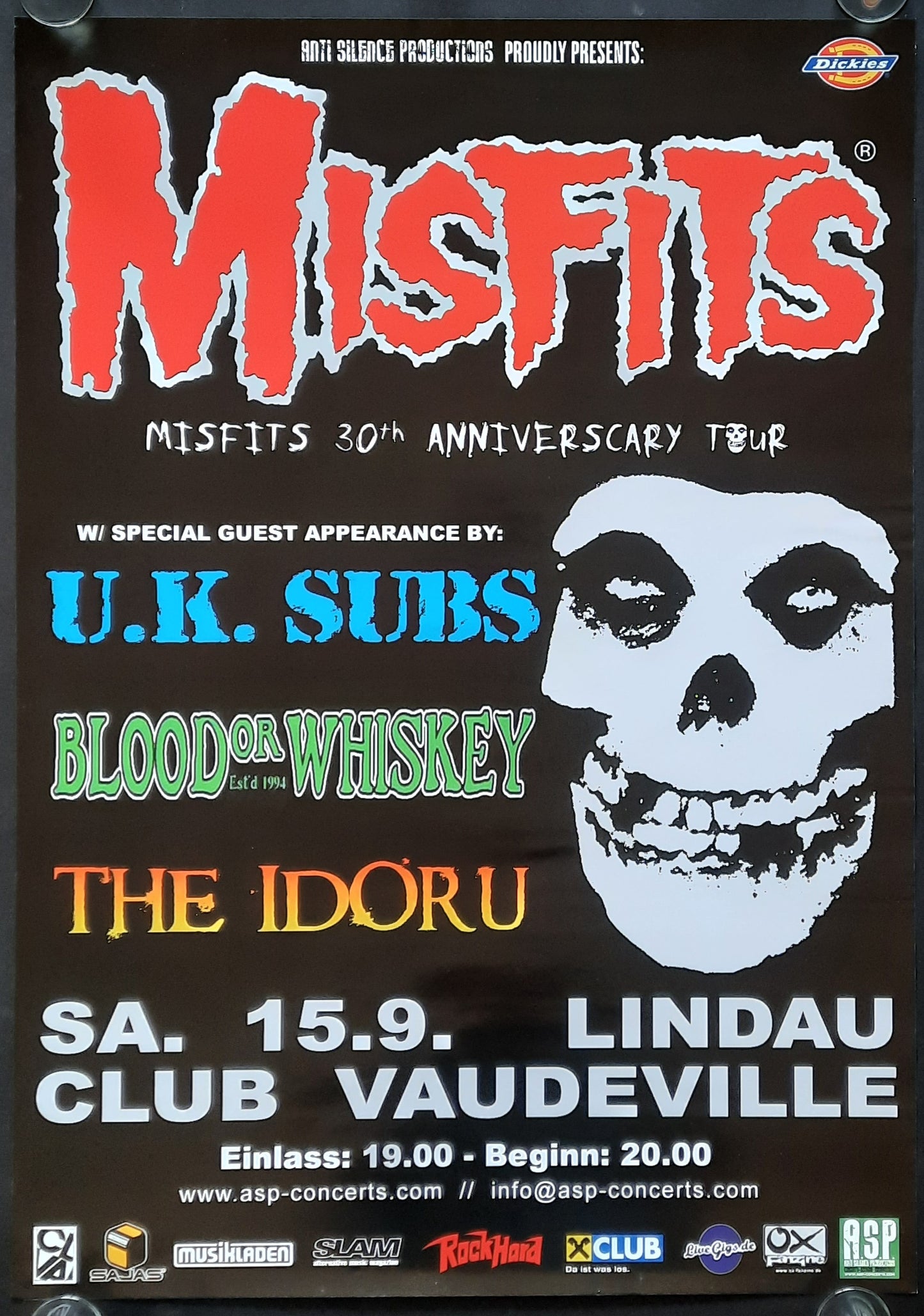 MISFITS Original Concert Poster 2007 Lindau Germany 1