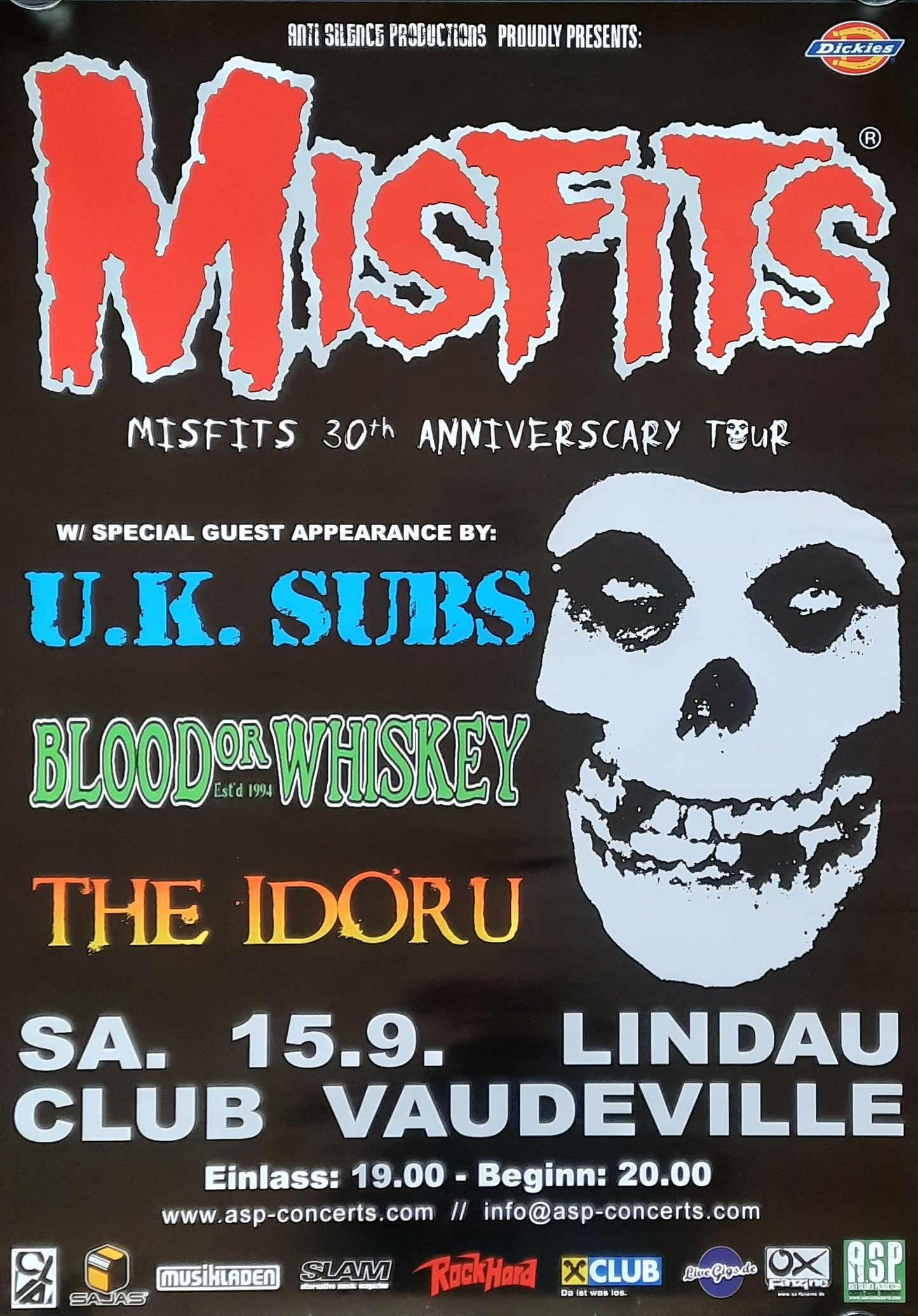 MISFITS Original Concert Poster 2007 Lindau Germany 1