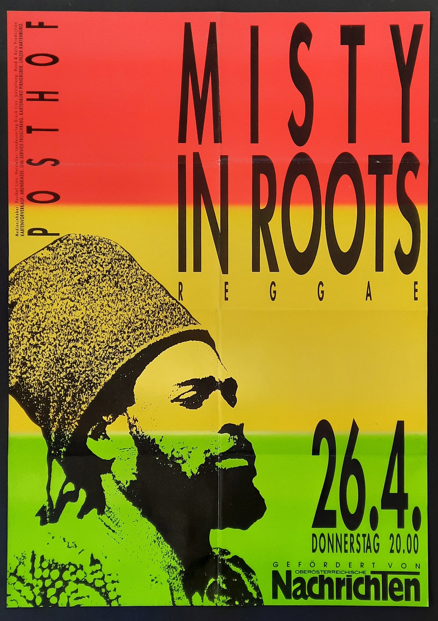 MISTY IN ROOTS 1990 Concert Poster Apr 26th Linz Austria 1st print 2