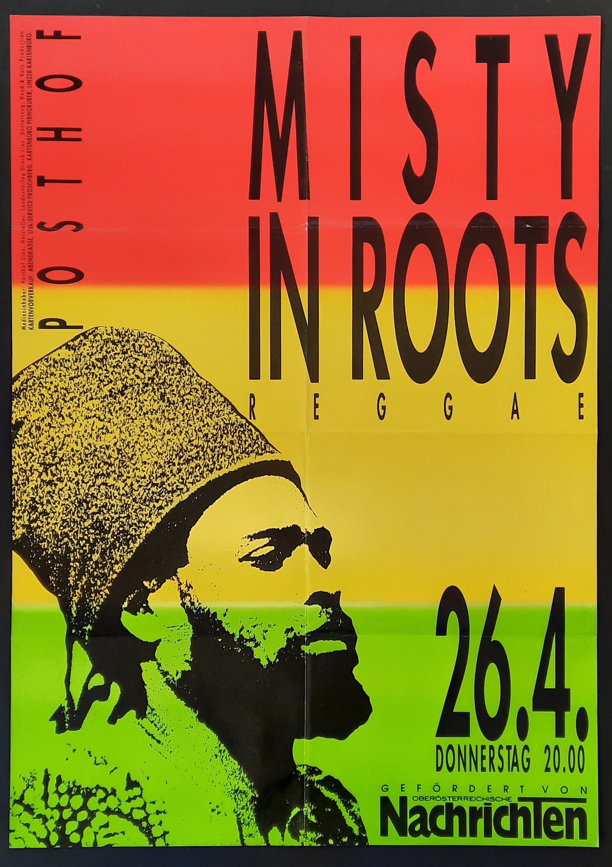 MISTY IN ROOTS 1990 Concert Poster Apr 26th Linz Austria 1st print 2