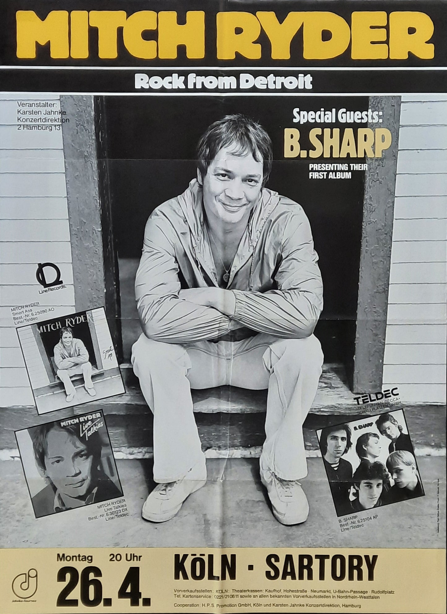 MITCH RYDER Original Concert Poster April 26, 1982 Köln Germany