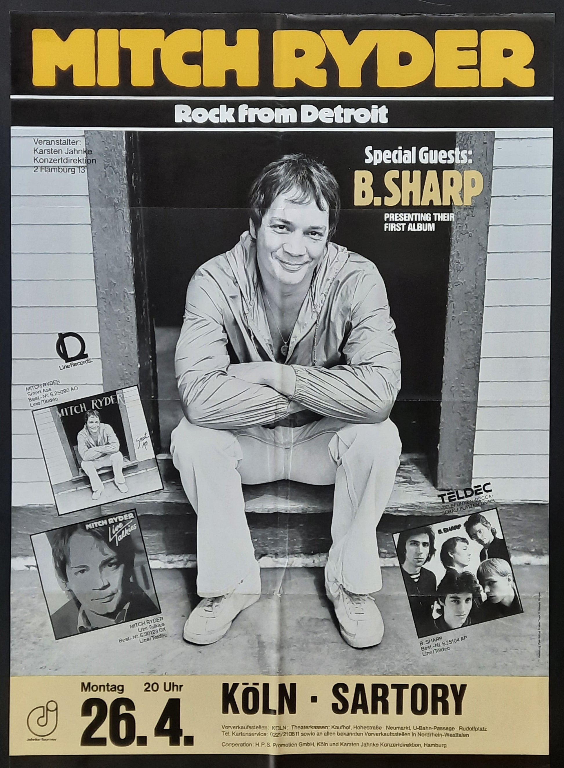 MITCH RYDER Original Concert Poster April 26, 1982 Köln Germany 1