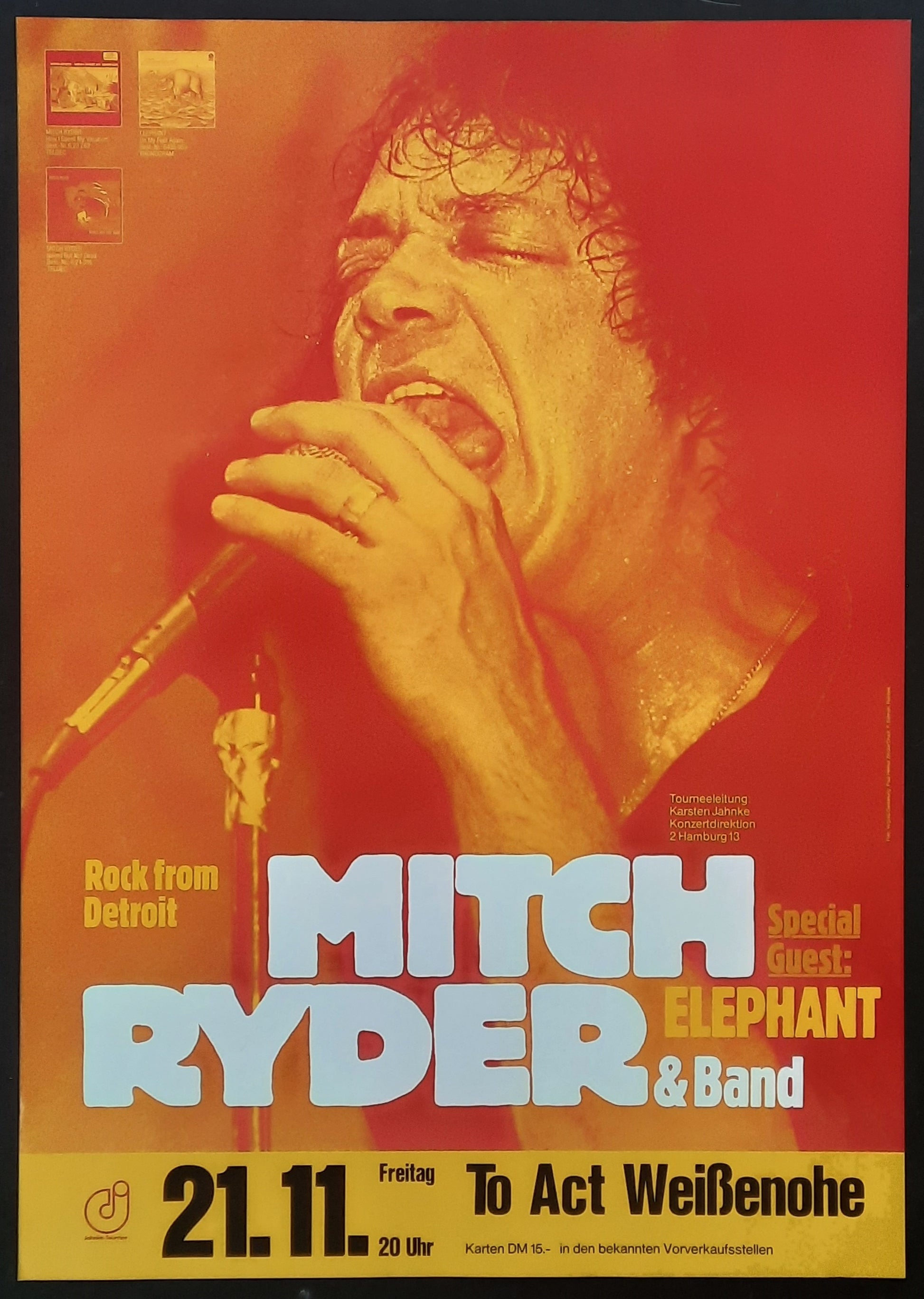 MITCH RYDER Original Concert Poster November 21, 1980 Weißenohe Germany
