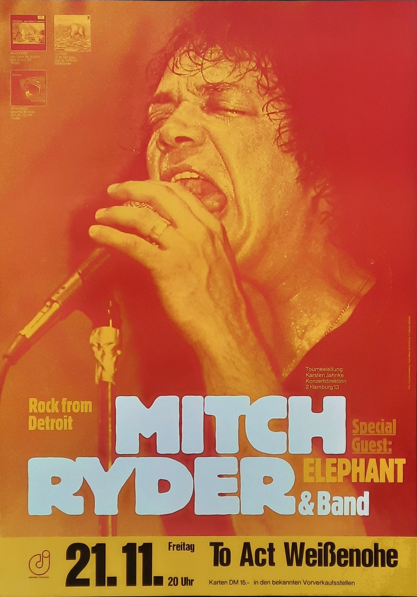 MITCH RYDER Original Concert Poster November 21, 1980 Weißenohe Germany 1