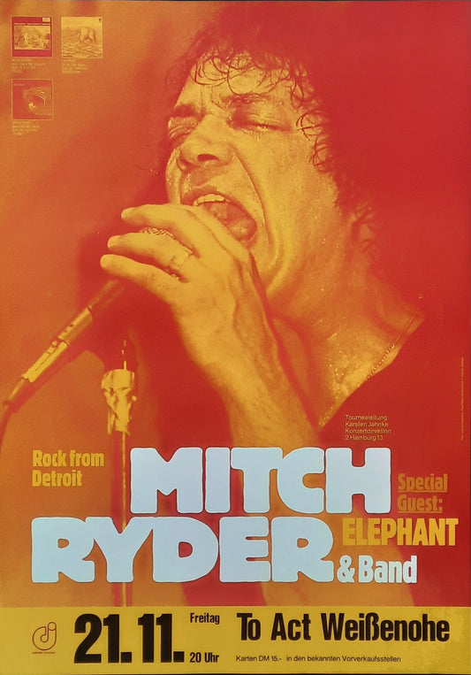 MITCH RYDER Original Concert Poster November 21, 1980 Weißenohe Germany 1