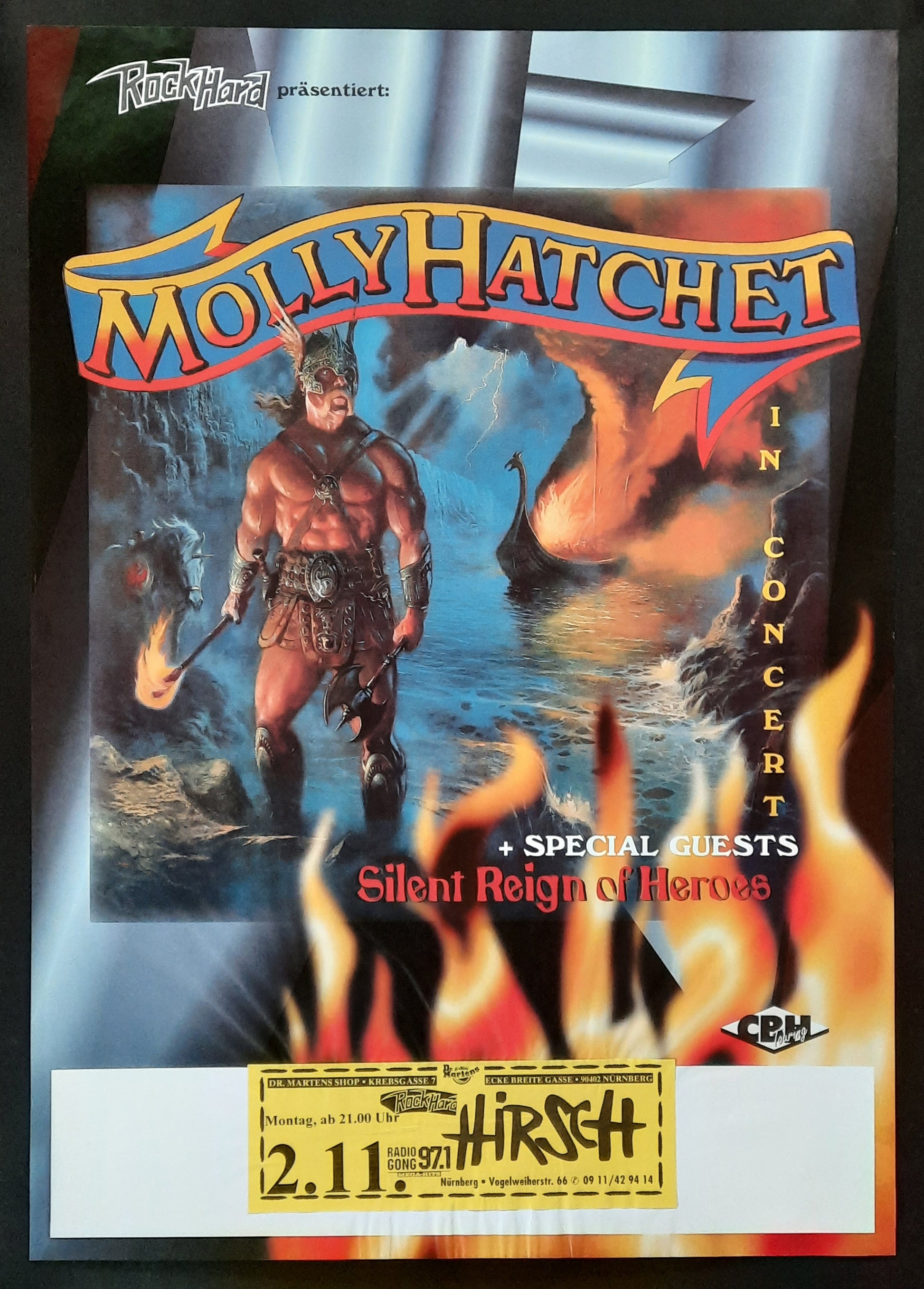 MOLLY HATCHET 1998 Concert Poster Nov 2nd Nürnberg Germany 1st Print 2