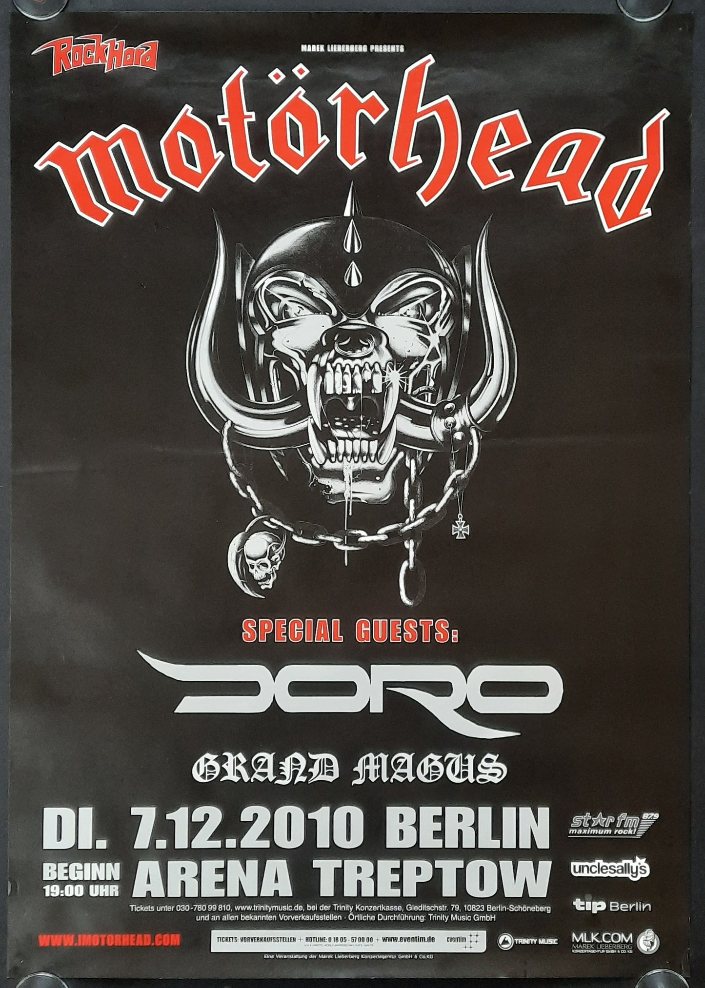 MOTÖRHEAD Original Concert Poster December 7, 2010 Berlin Germany