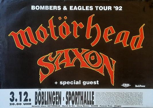MOTÖRHEAD - SAXON Original Concert Poster December 3, 1992 Böblingen Germany 1