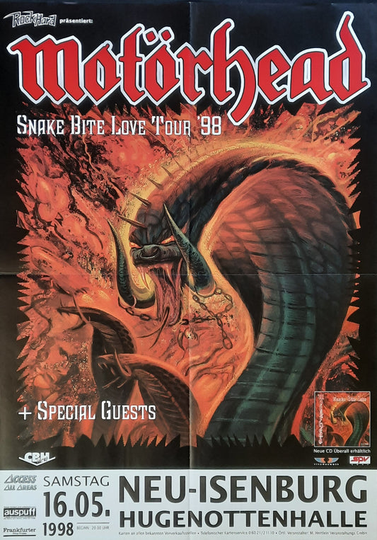 MOTÖRHEAD Original Concert Poster May 16, 1998 Neu-Isenburg Germany 1