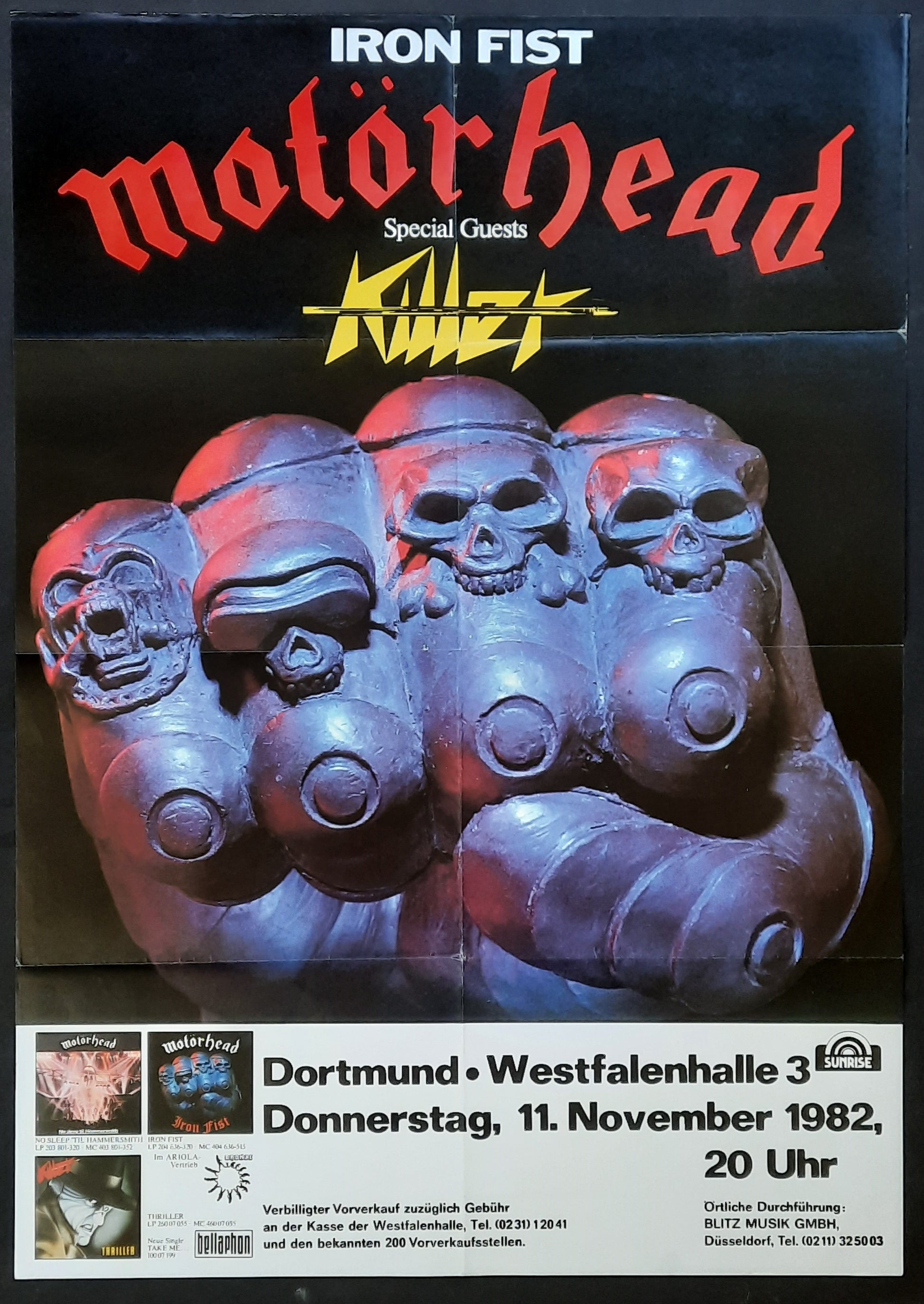 MOTÖRHEAD Original Concert Poster November 11, 1982 Dortmund Germany