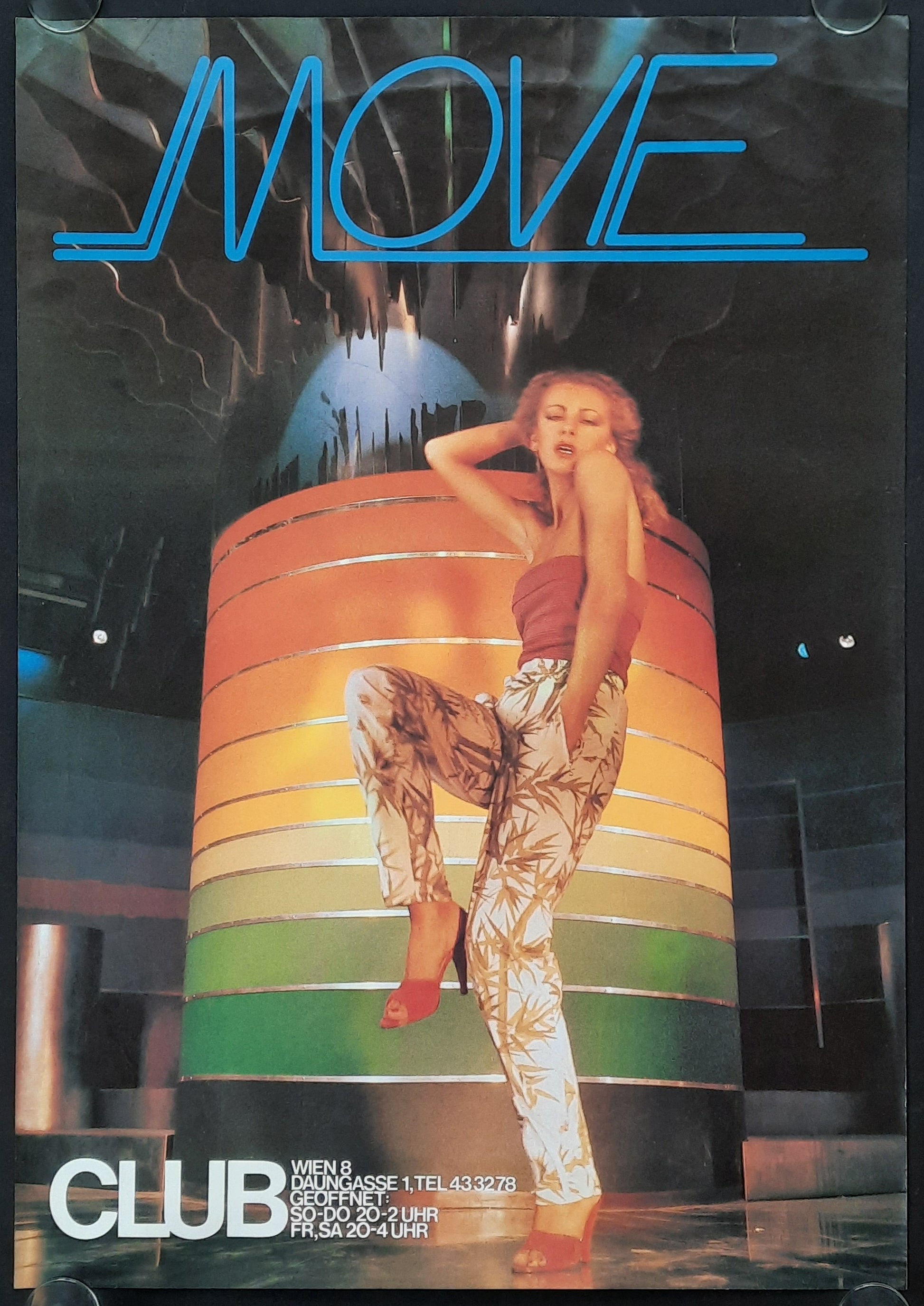 MOVE CLUB Original Advertising Poster 1970s Vienna Austria 1